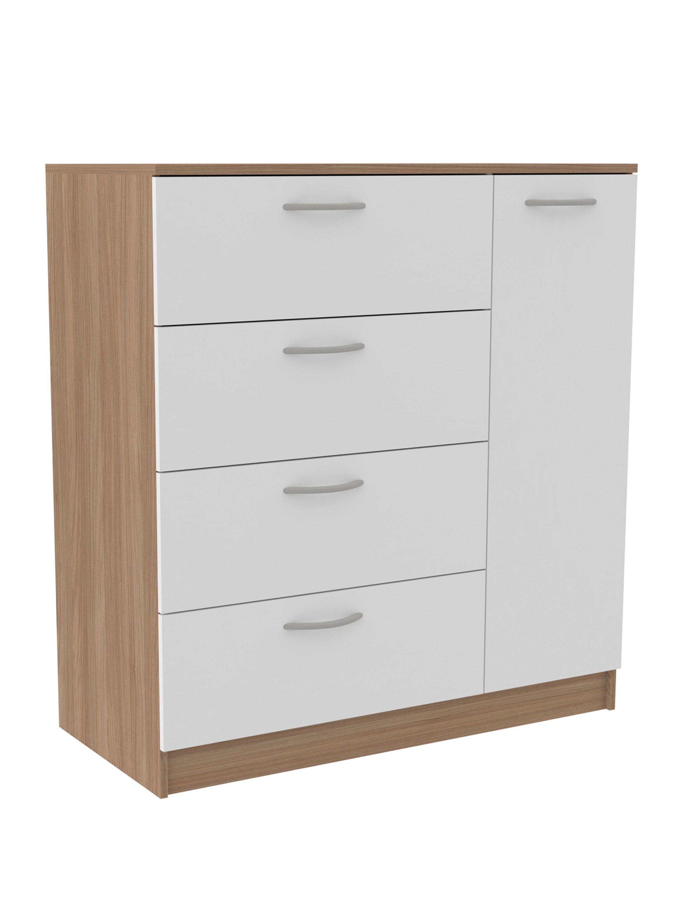 Cómoda 4 Cajones 1 Puerta Bicolor-0