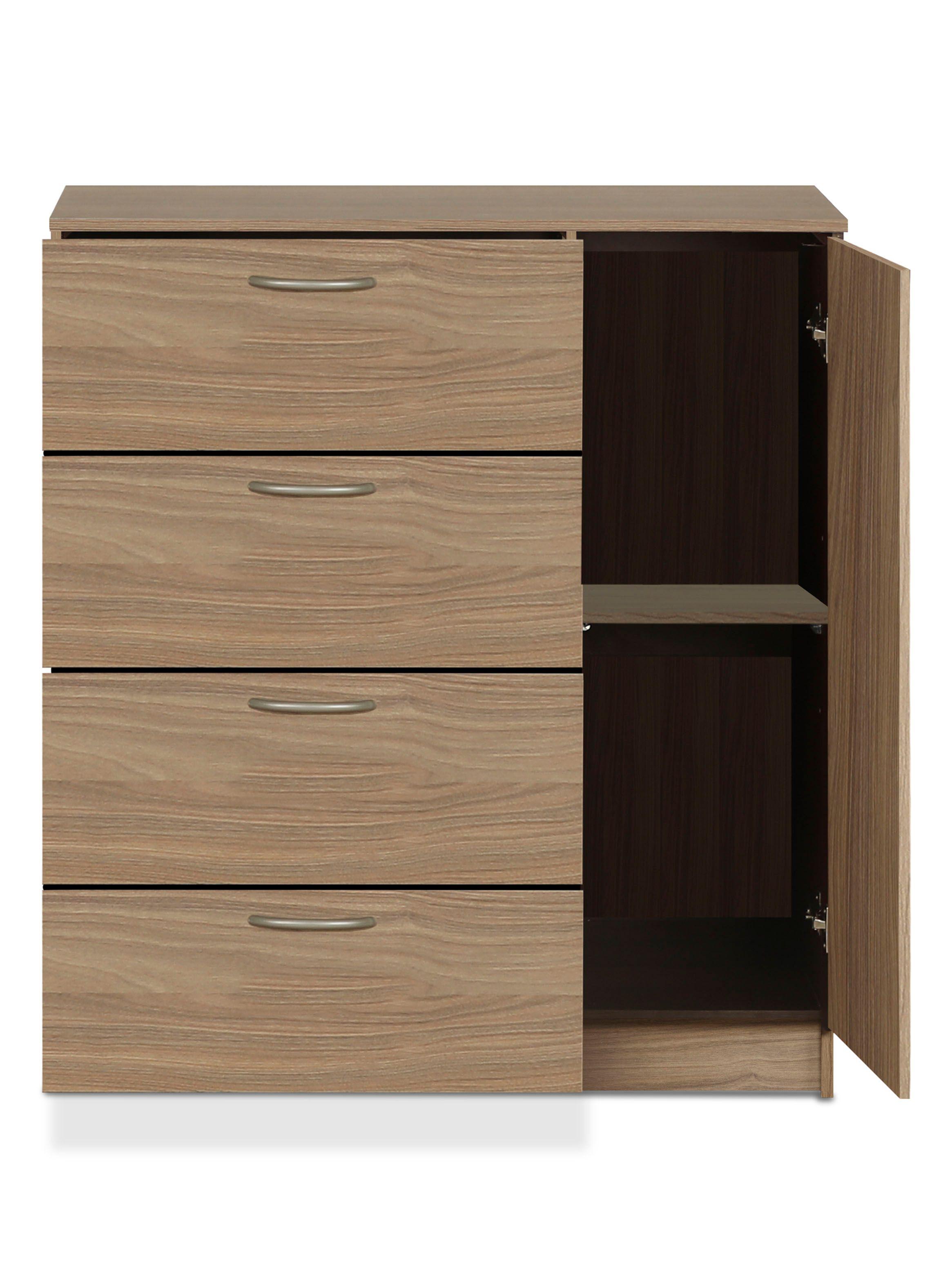 Cómoda 4 Cajones 1 Puerta Nogal-2