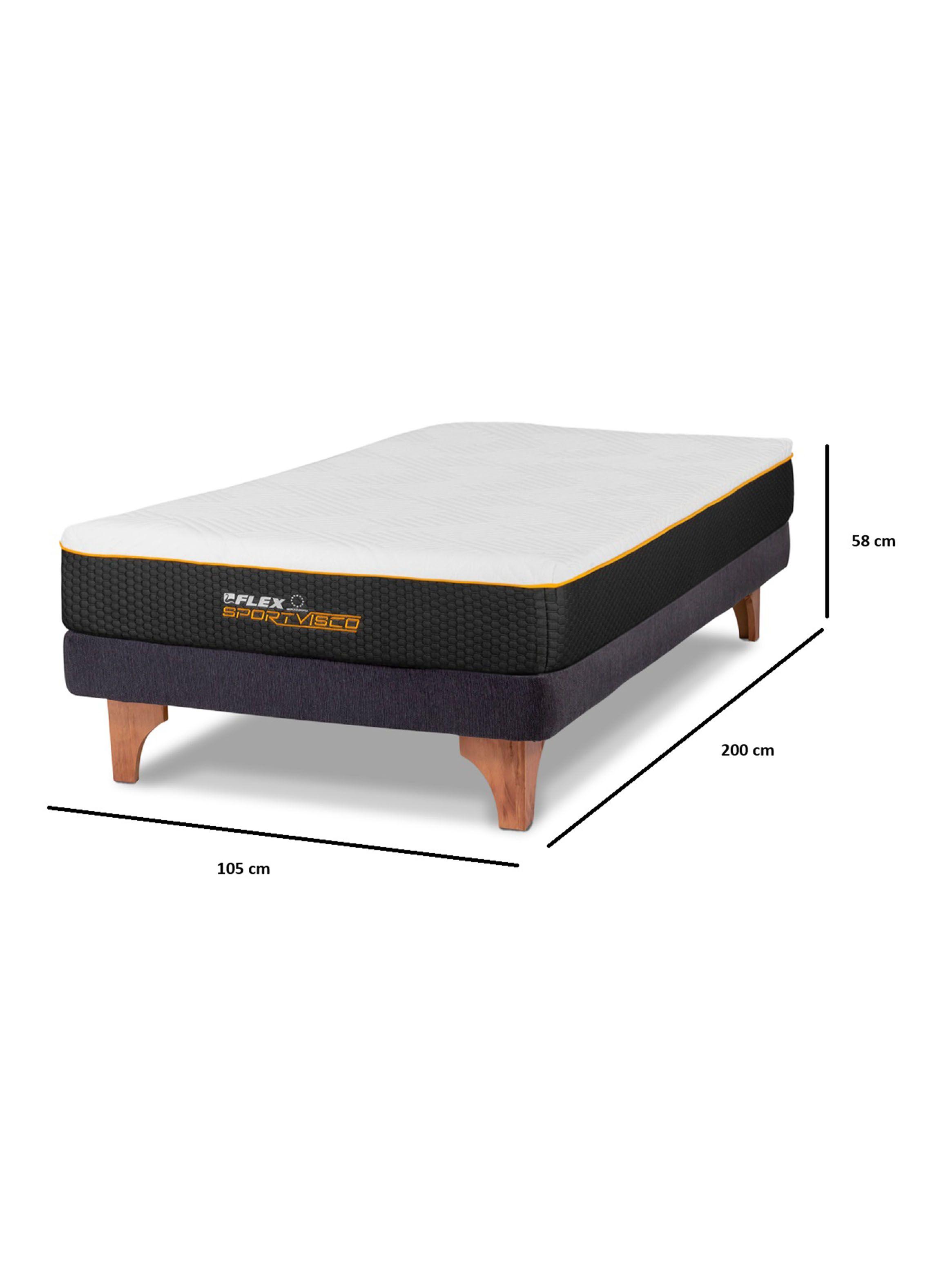 Cama Europea Sport Visco 1.5 Plazas Box + Respaldo Modern + Velador Rover-1