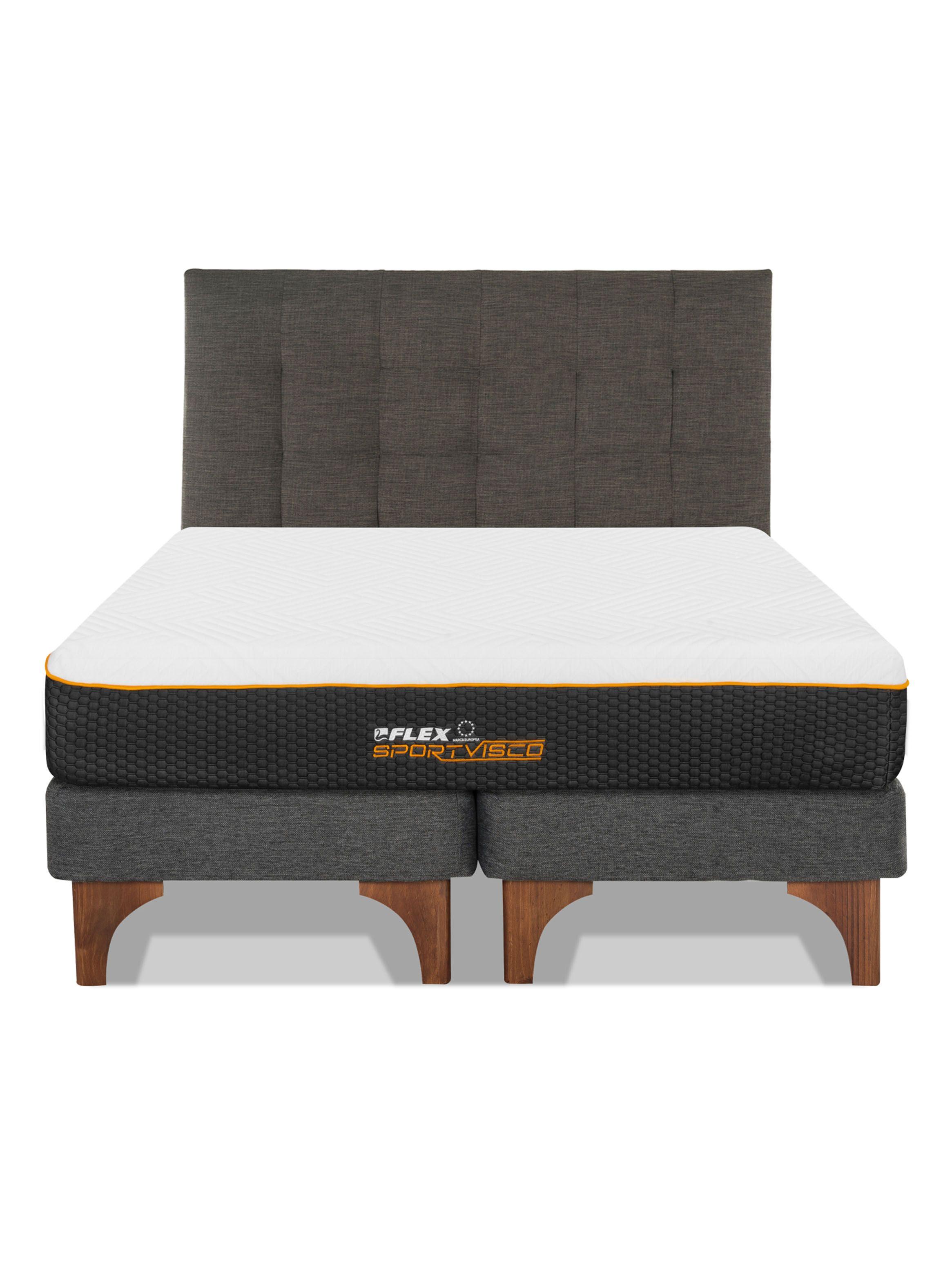 Cama Europea Sport Visco King + Respaldo Design Grafito-2
