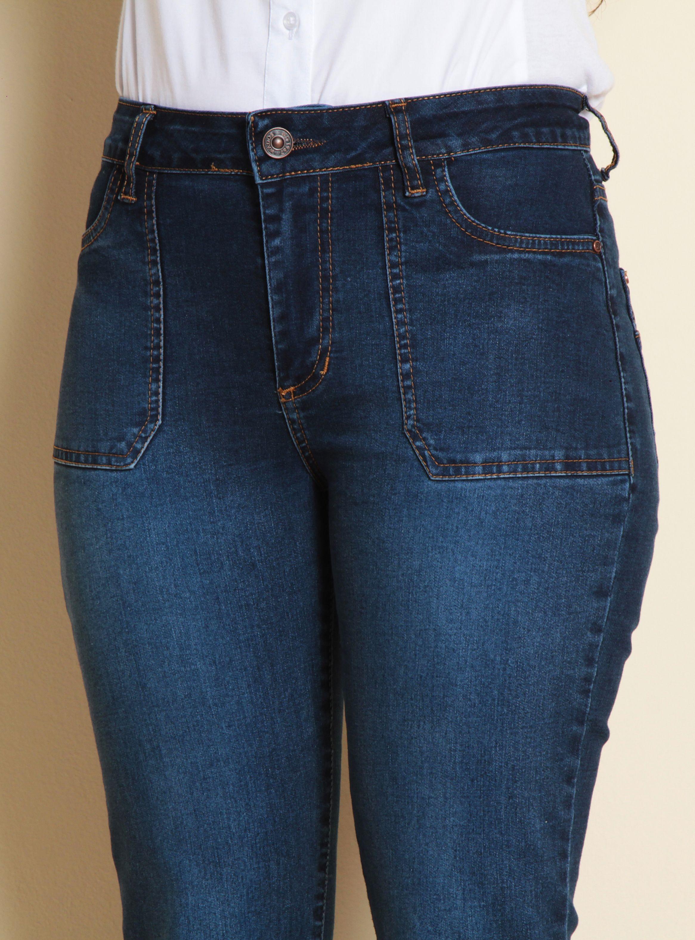Jeans Flare Fit Cargo Tiro Alto Pretina-2