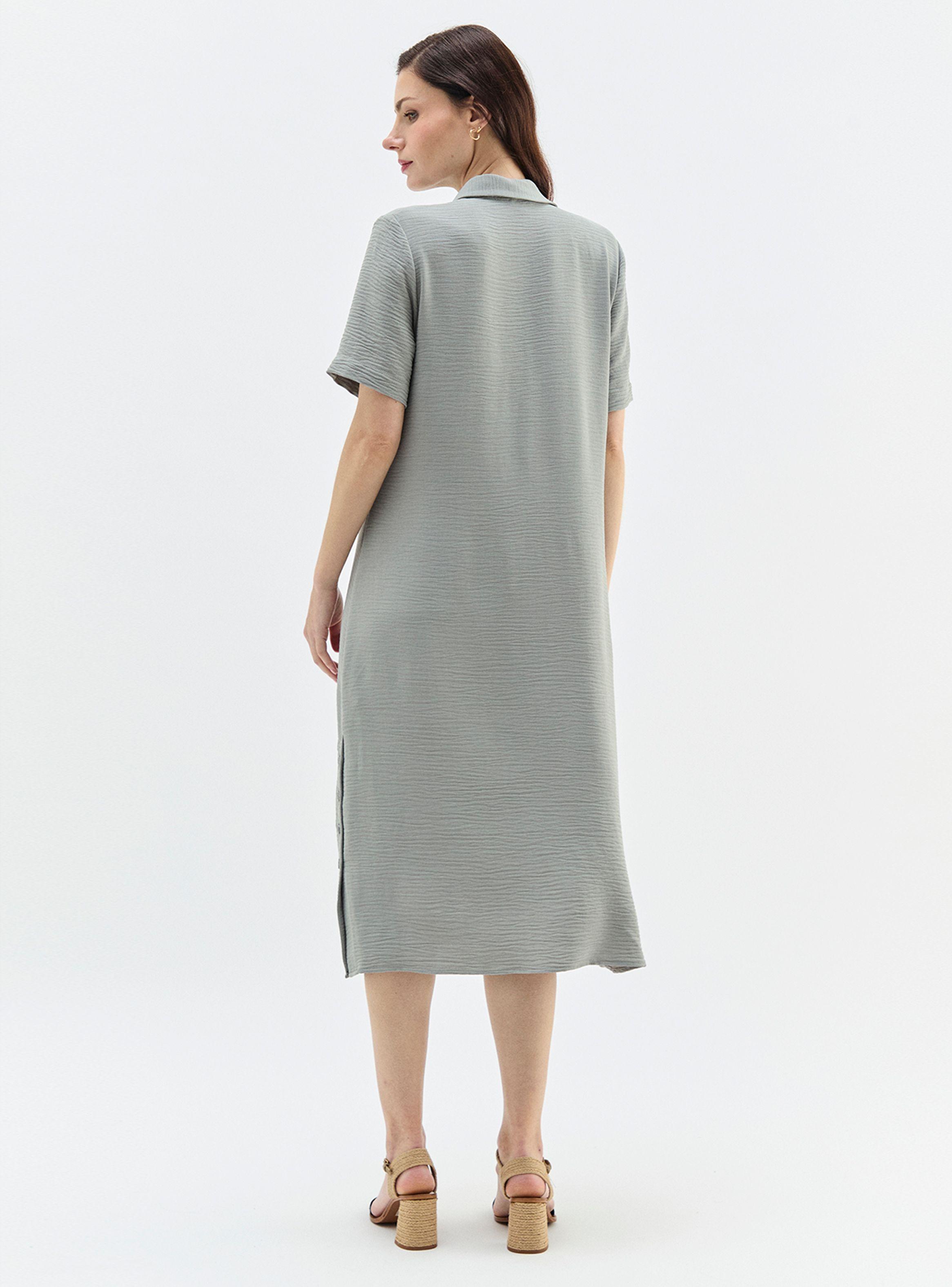 Vestido Camisero Cuello V con Botones-1