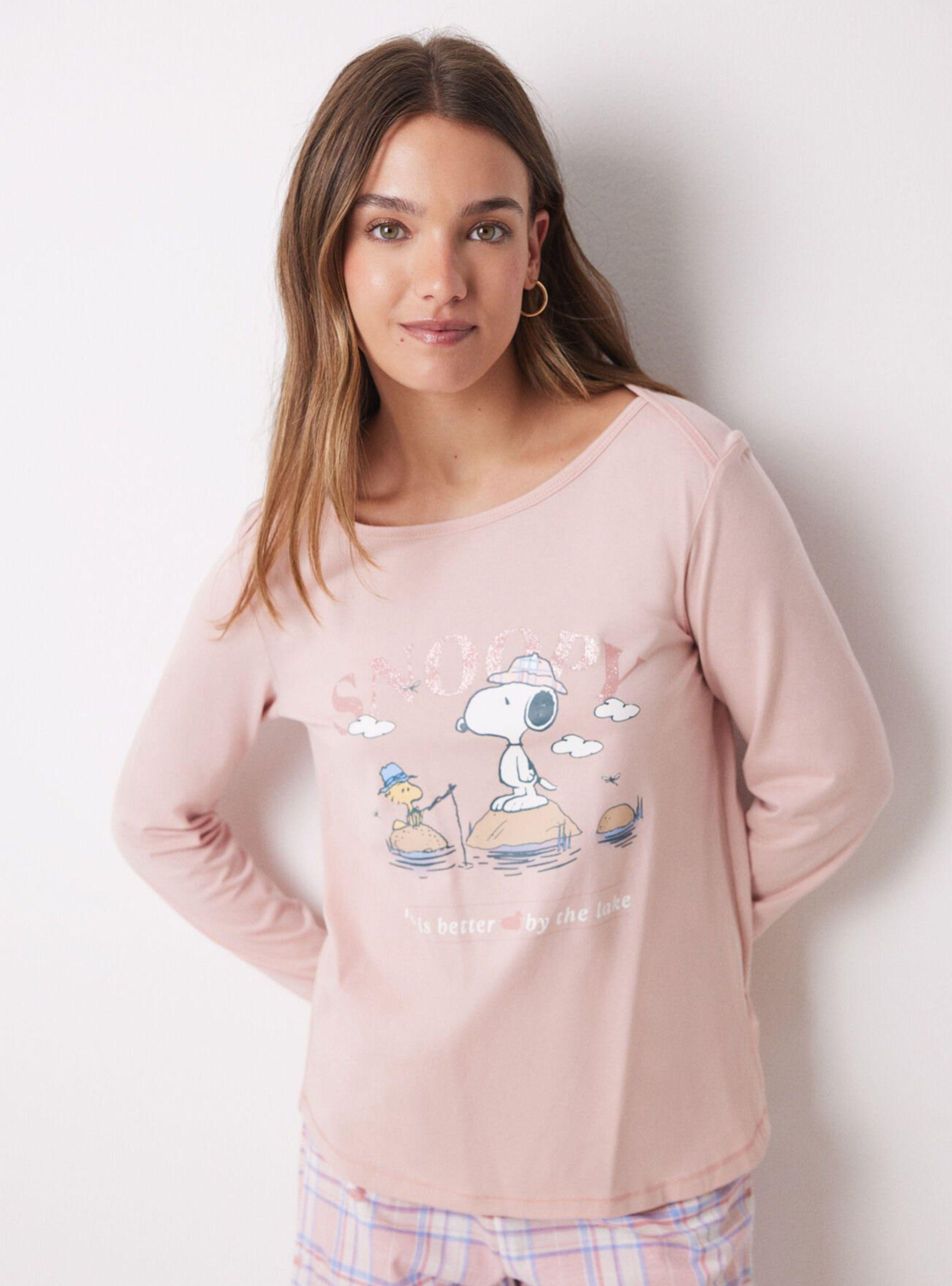 Pijama Largo Algodón Estampado Frontal Snoopy-4