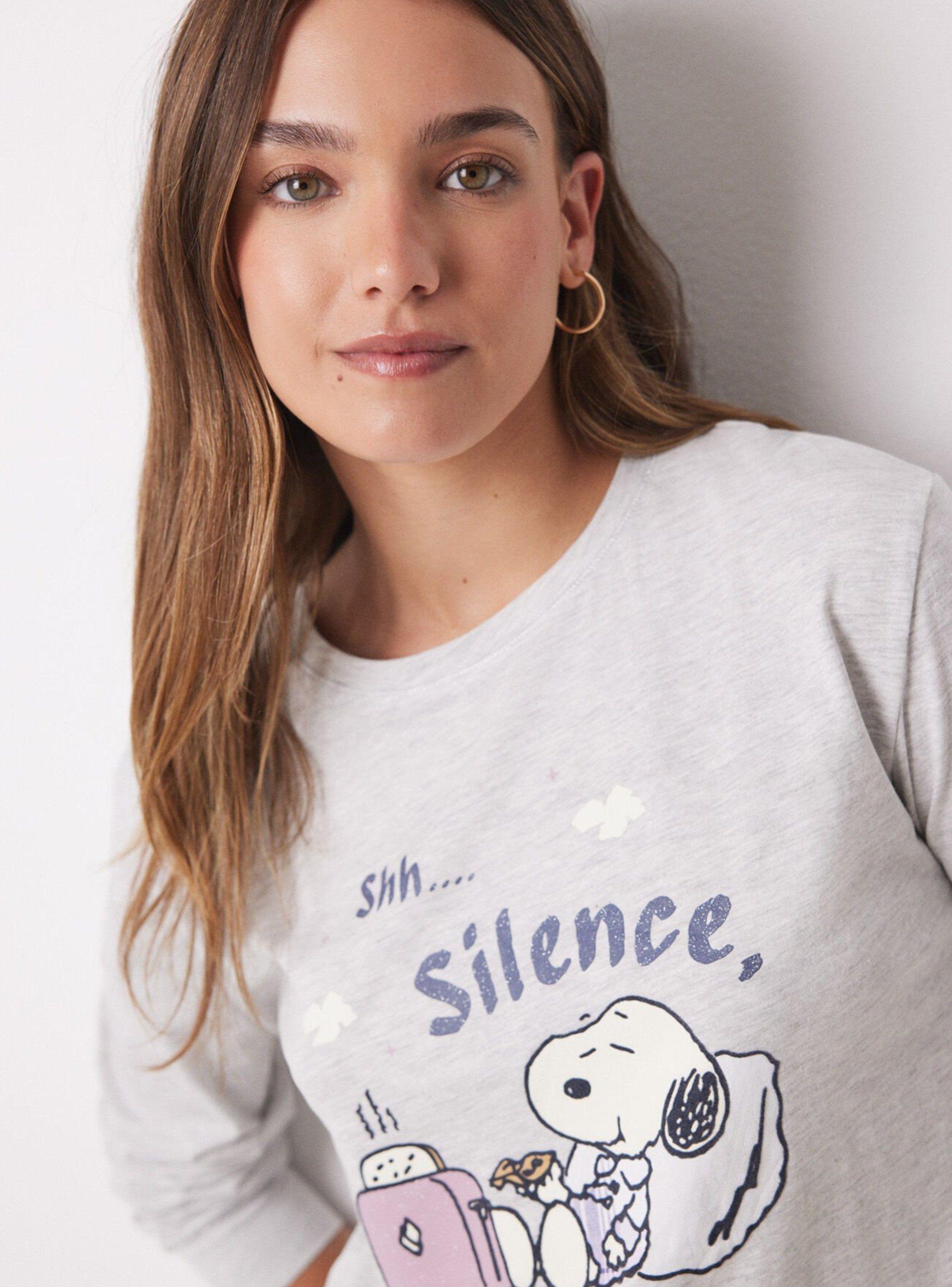 Pijama Largo Algodón Snoopy Cuadros-2