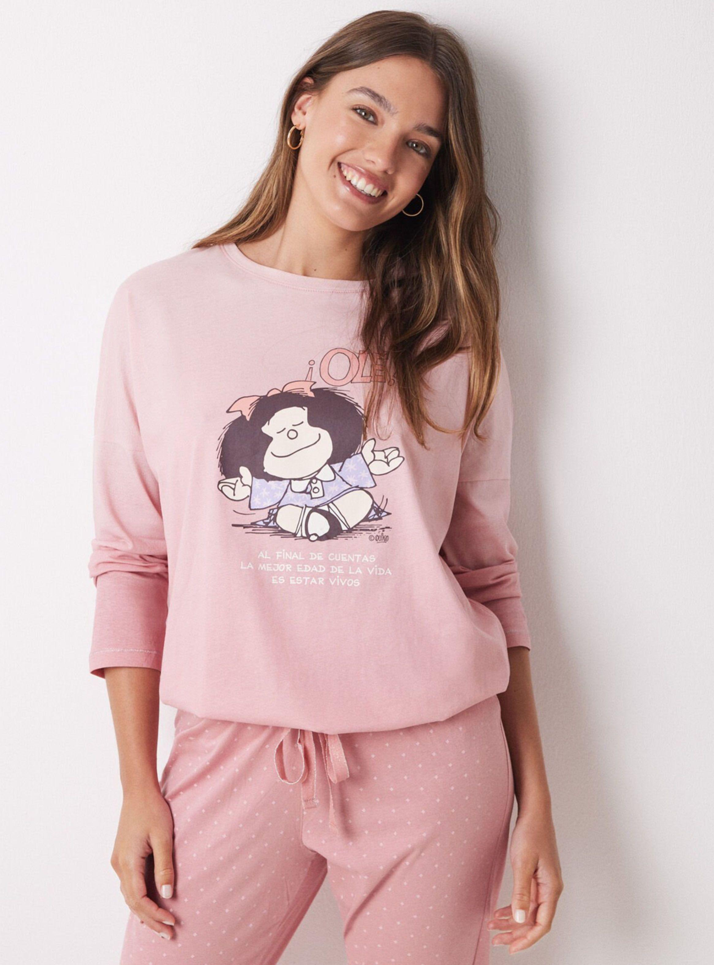 Pijama Largo Algodón Mafalda Escote Redondo-4