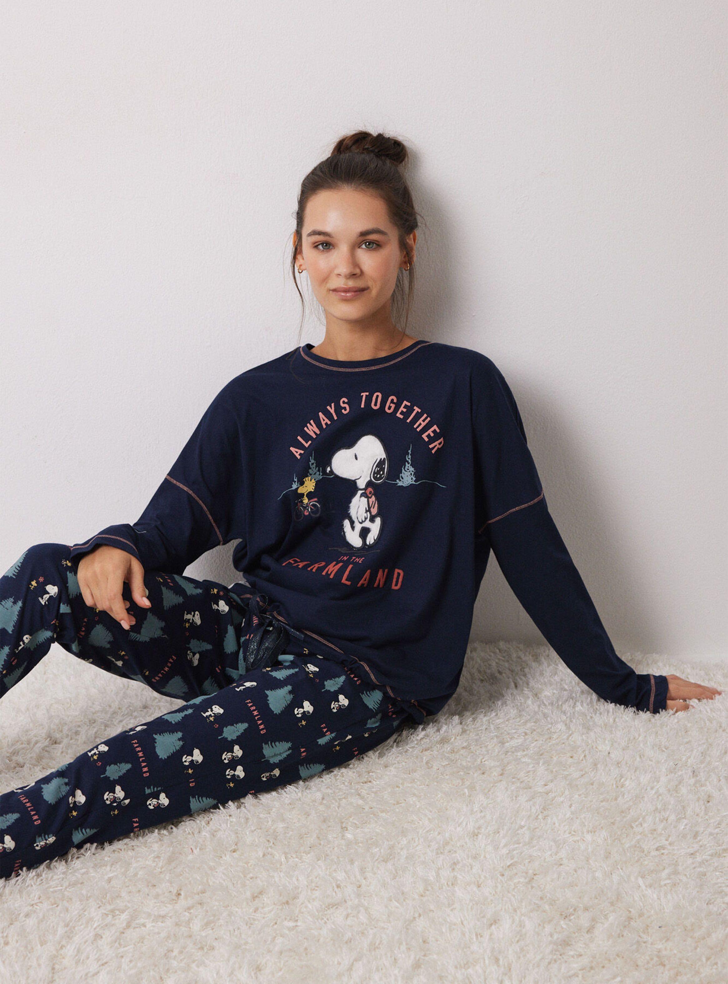 Pijama Largo Algodón Azul Snoopy-4