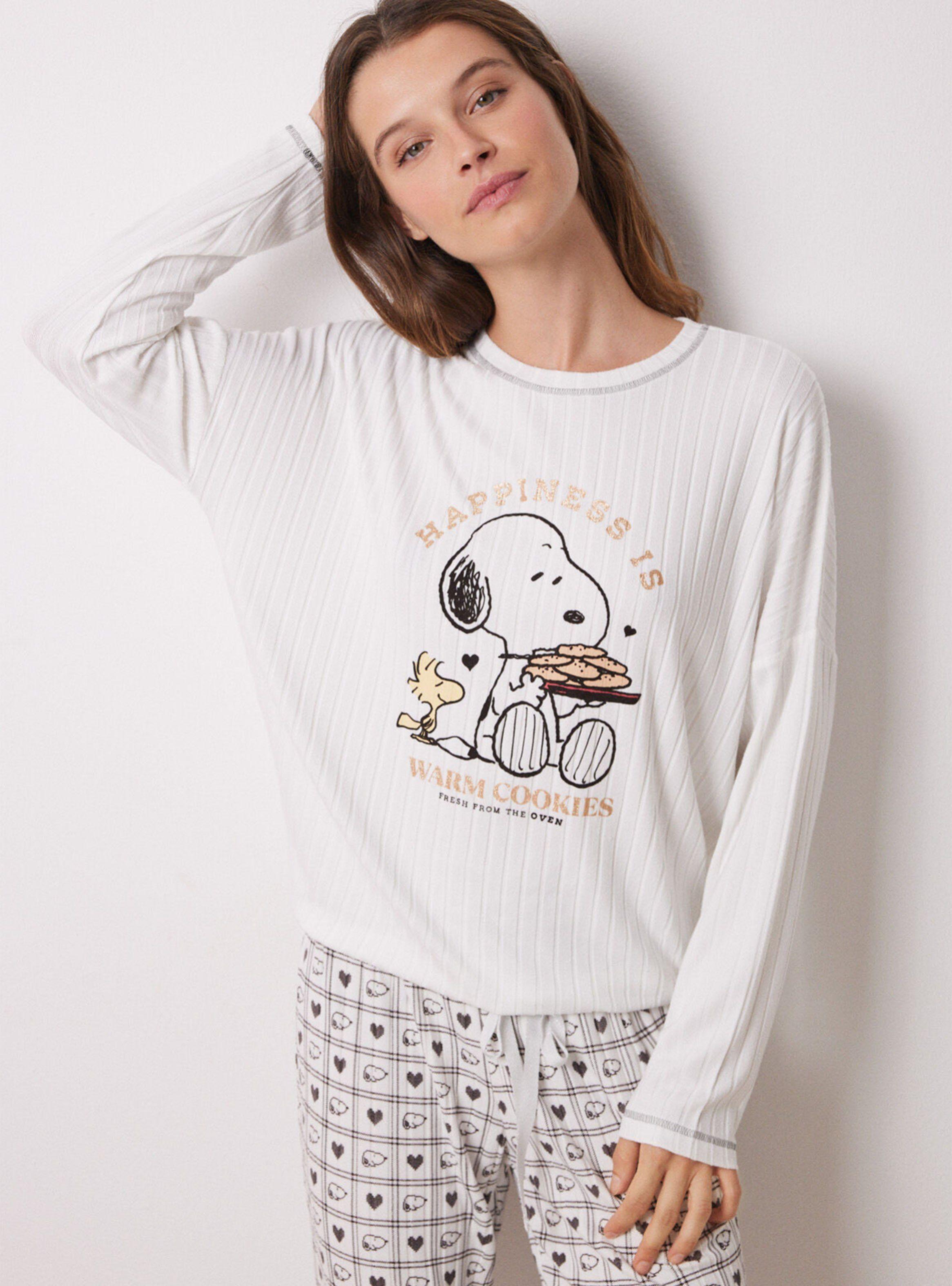 Pijama Largo Súper Soft Snoopy Marfil-2