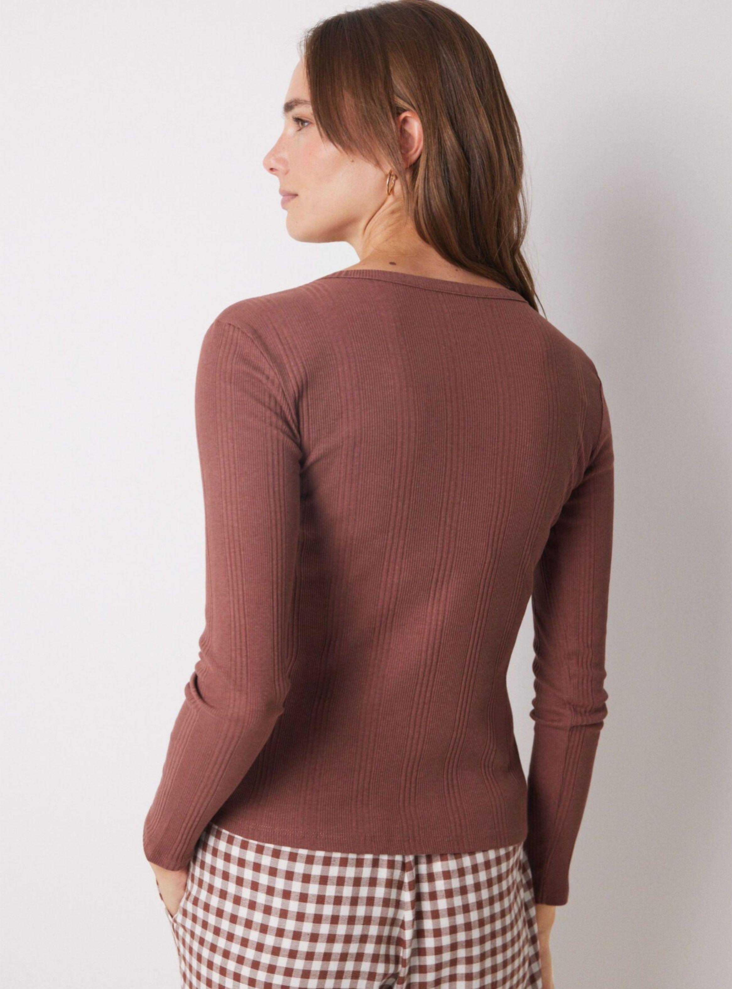 Polera Manga Larga Canalé Café-1