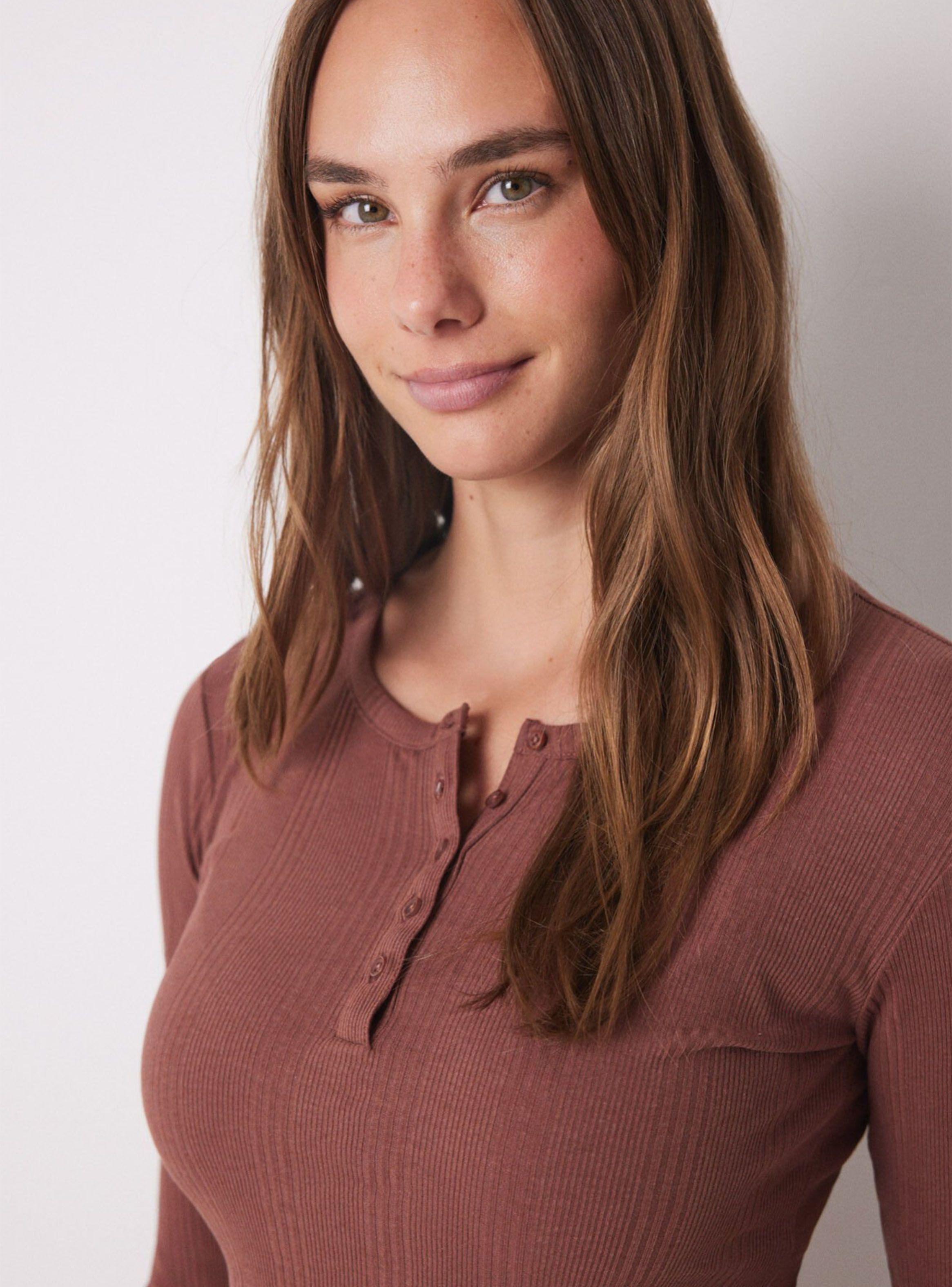 Polera Manga Larga Canalé Café-2