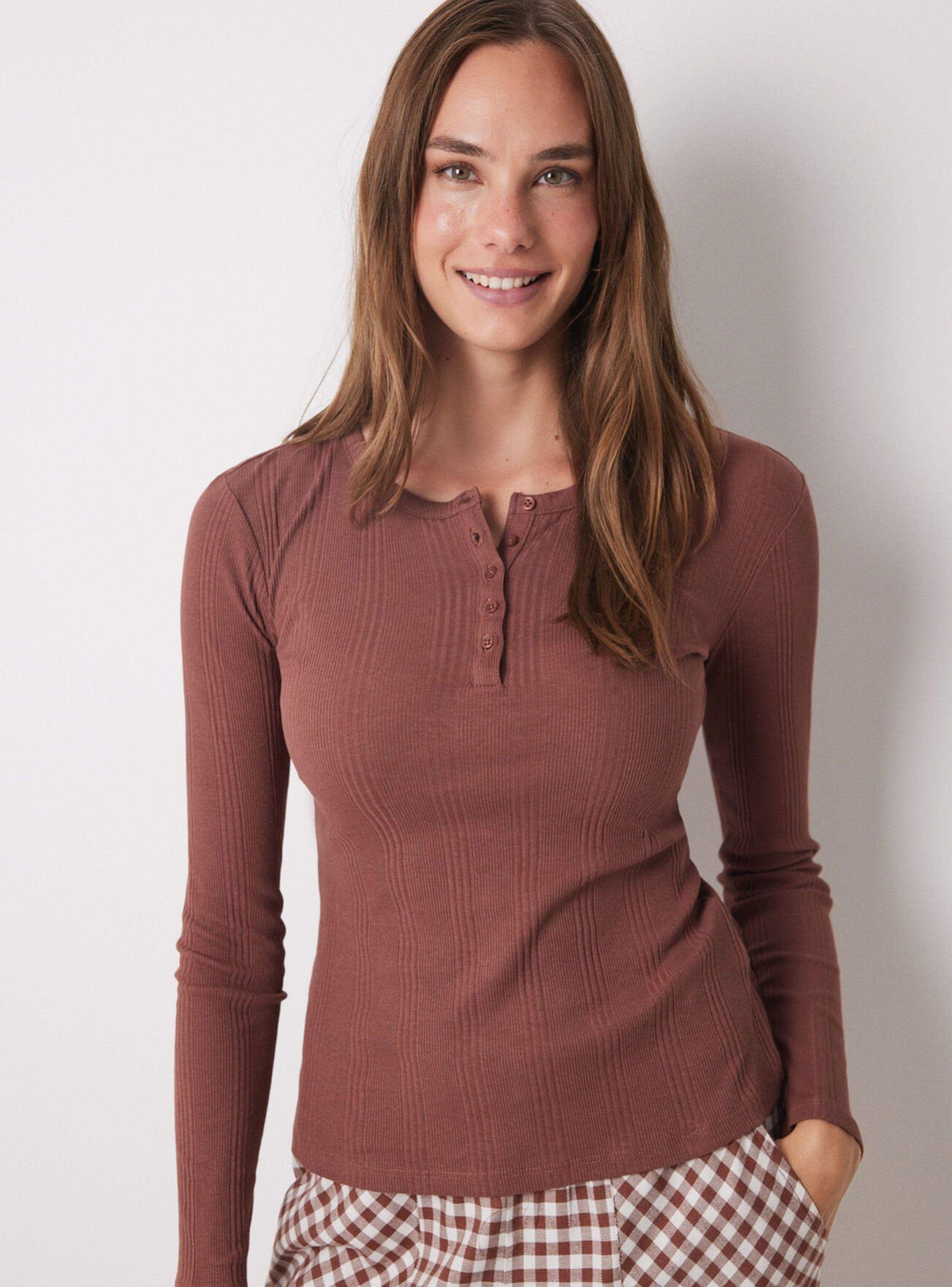 Polera Manga Larga Canalé Café-0