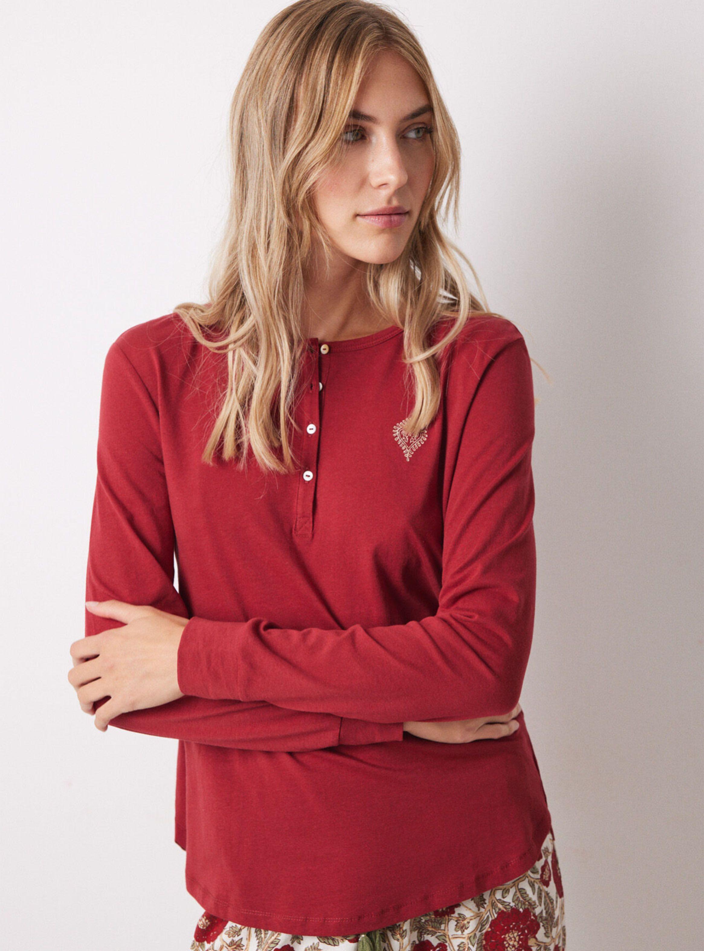 Polera Manga Larga Algodón Rojo-2