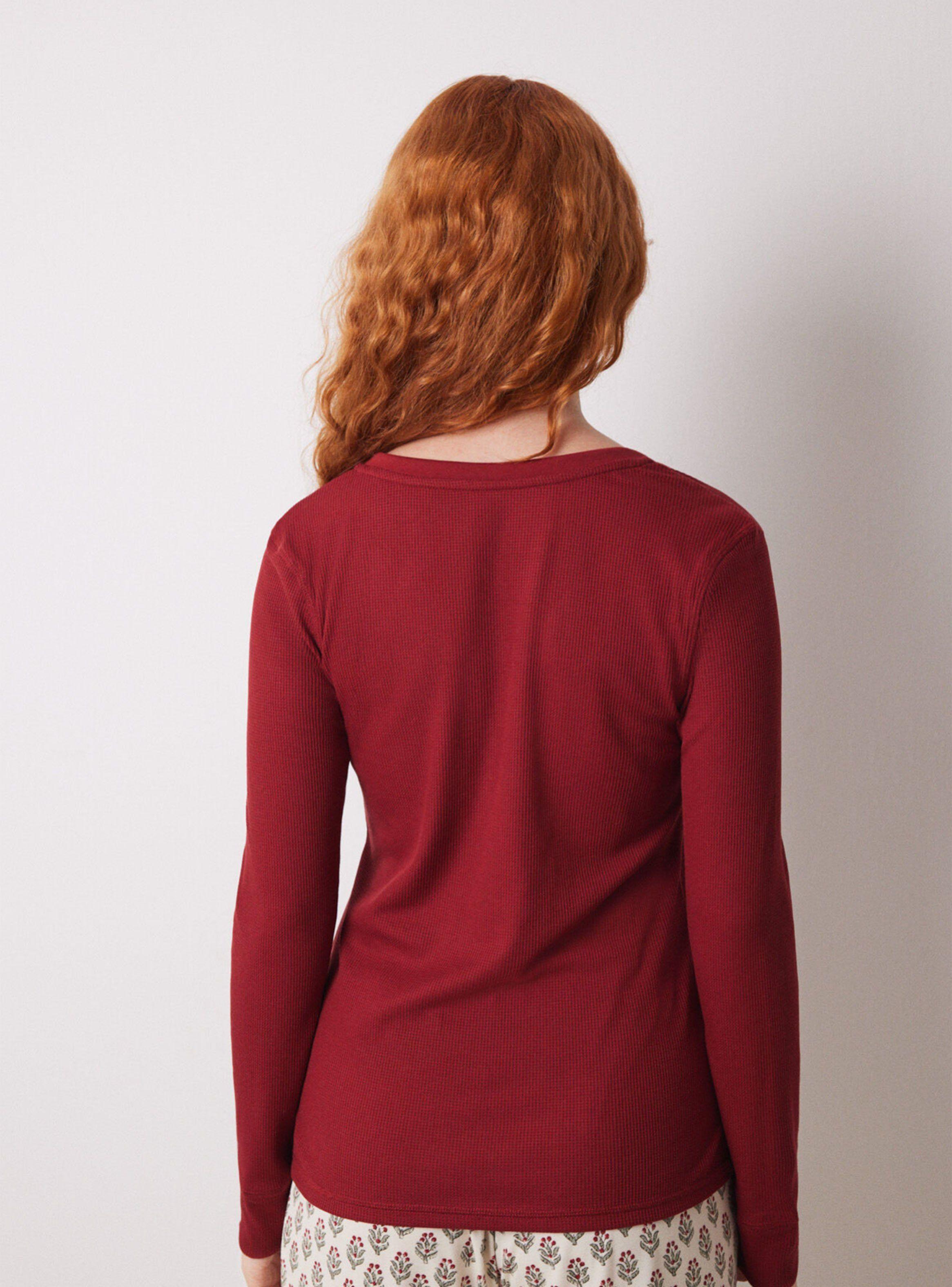 Polera Manga Larga Tejido Waffle Rojo-1