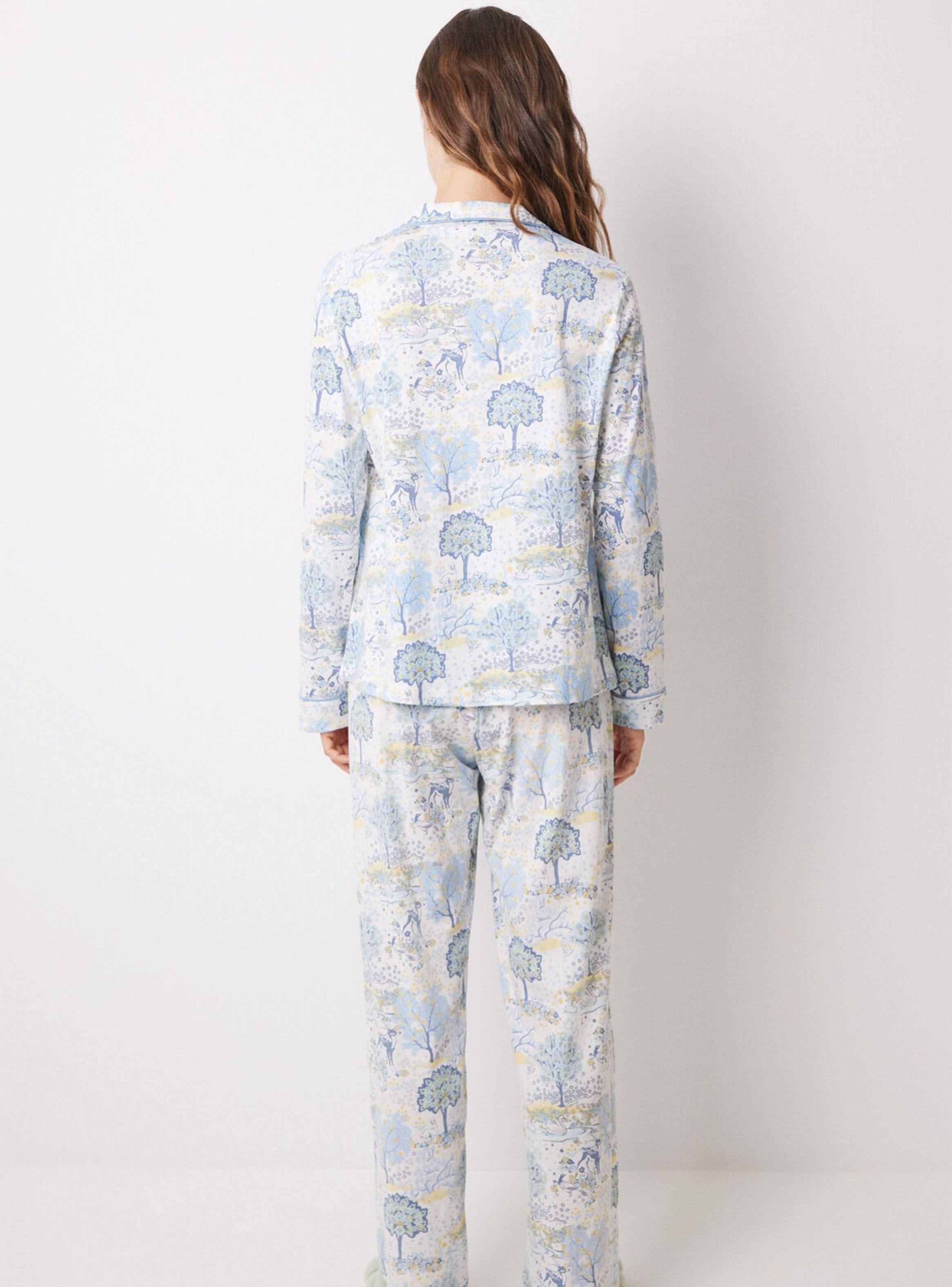 Pijama Largo Camisero Algodón Allover Paisaje-1