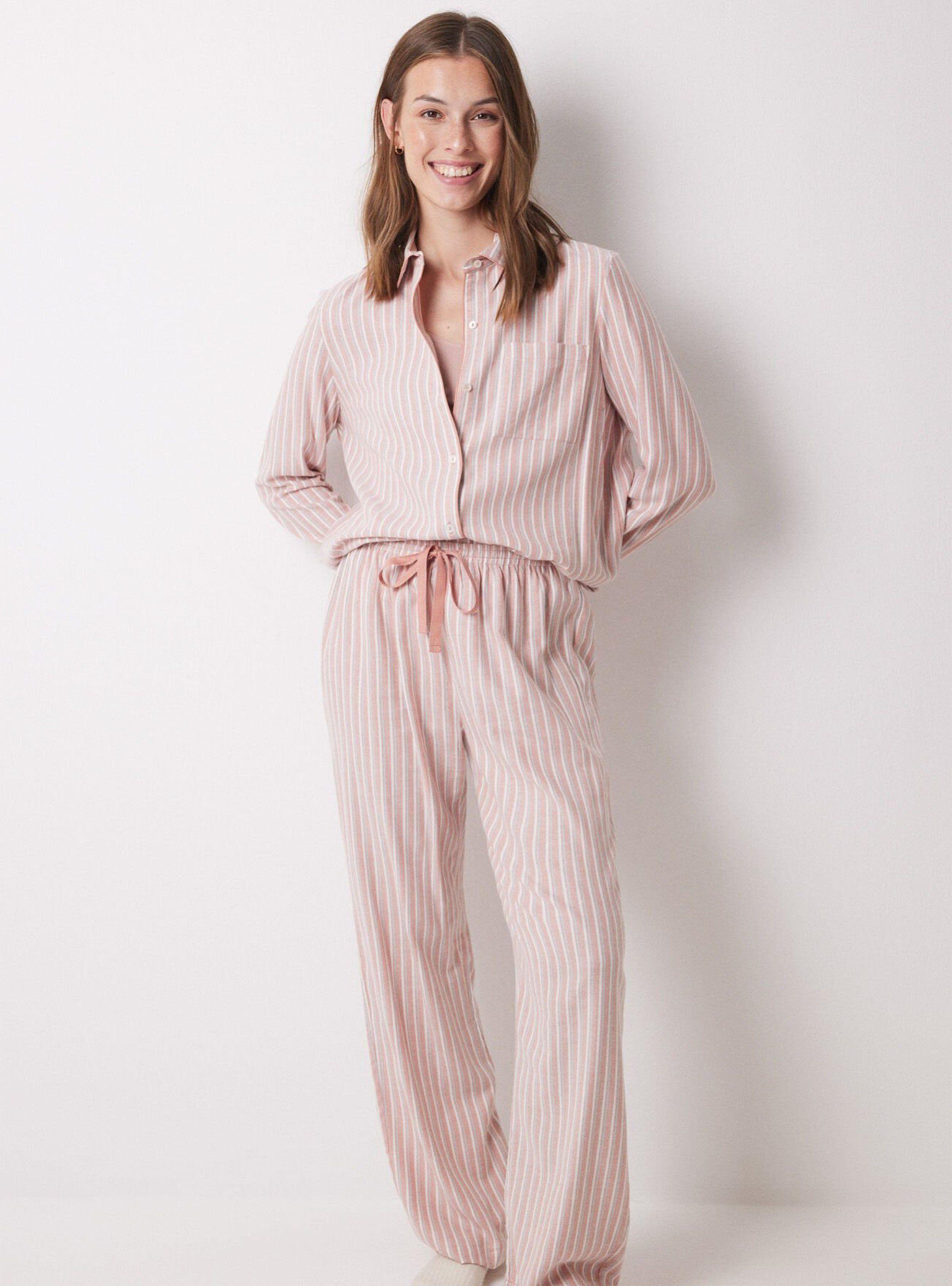 Pijama Camisero Largo Franela Naranja-0