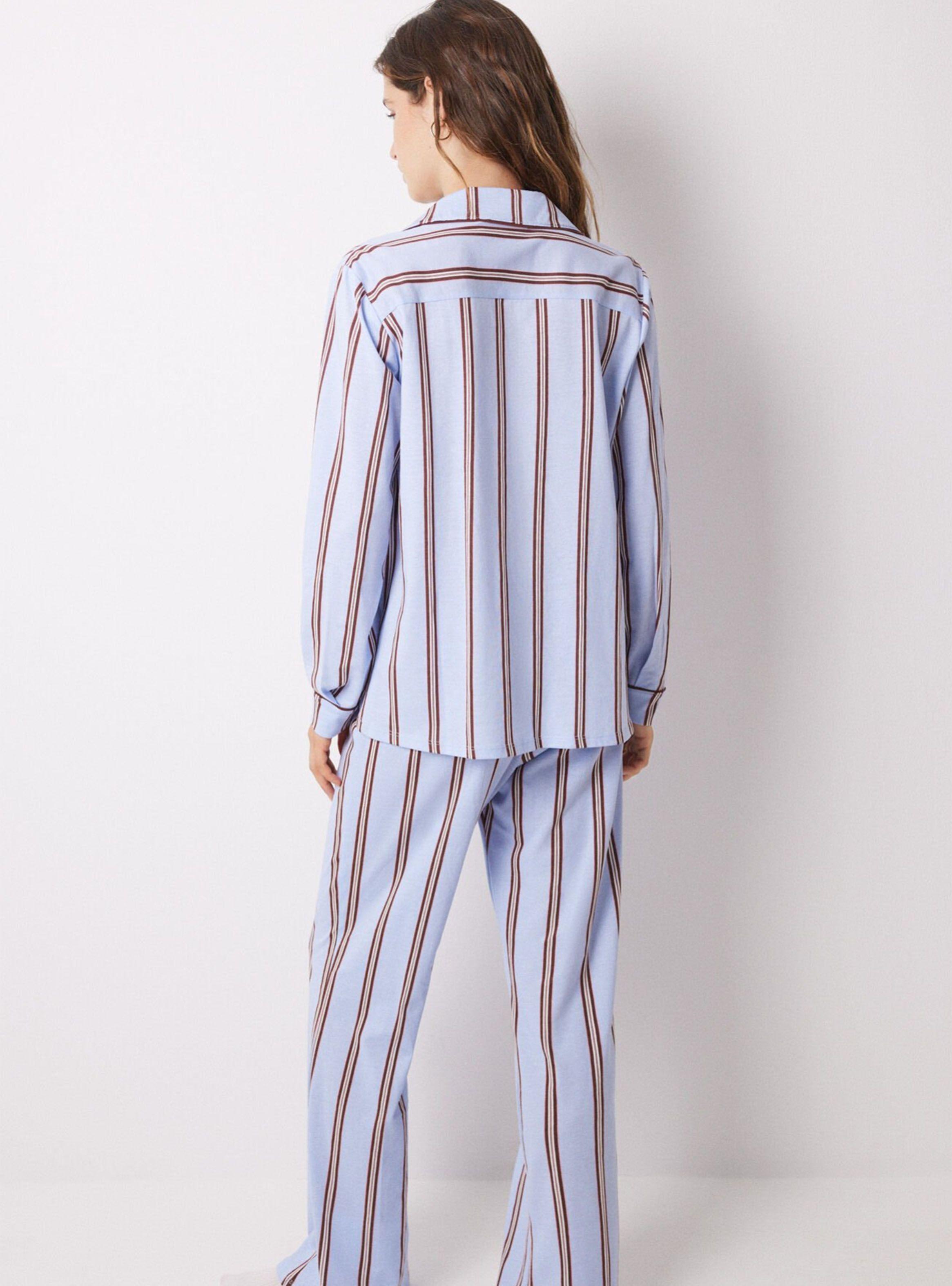 Pijama Camisero Largo Algodón Rayas Allover-1