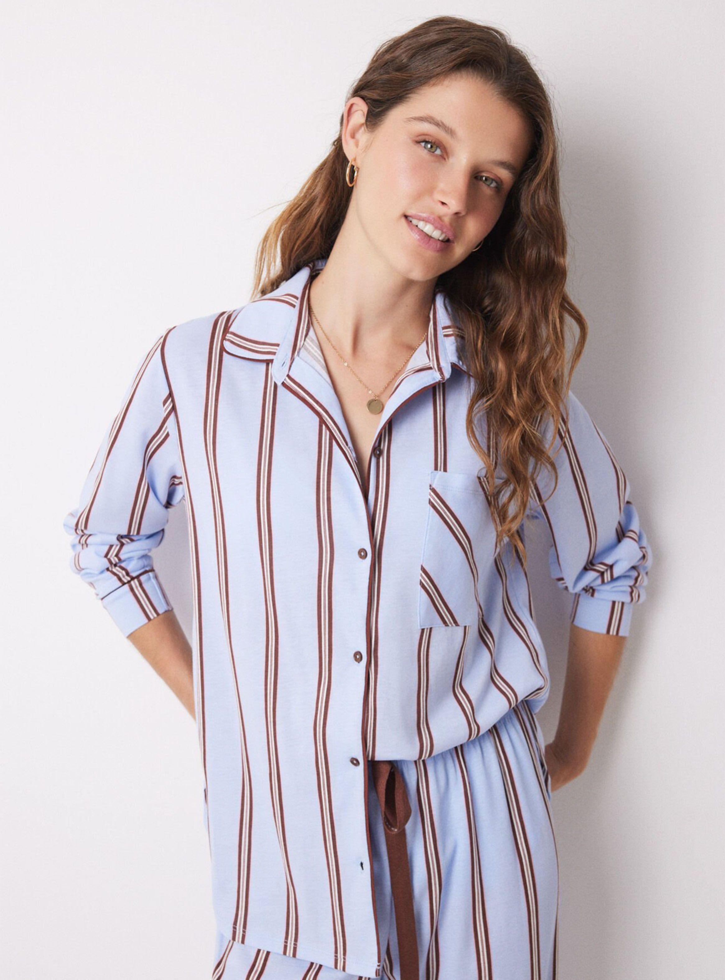 Pijama Camisero Largo Algodón Rayas Allover-2