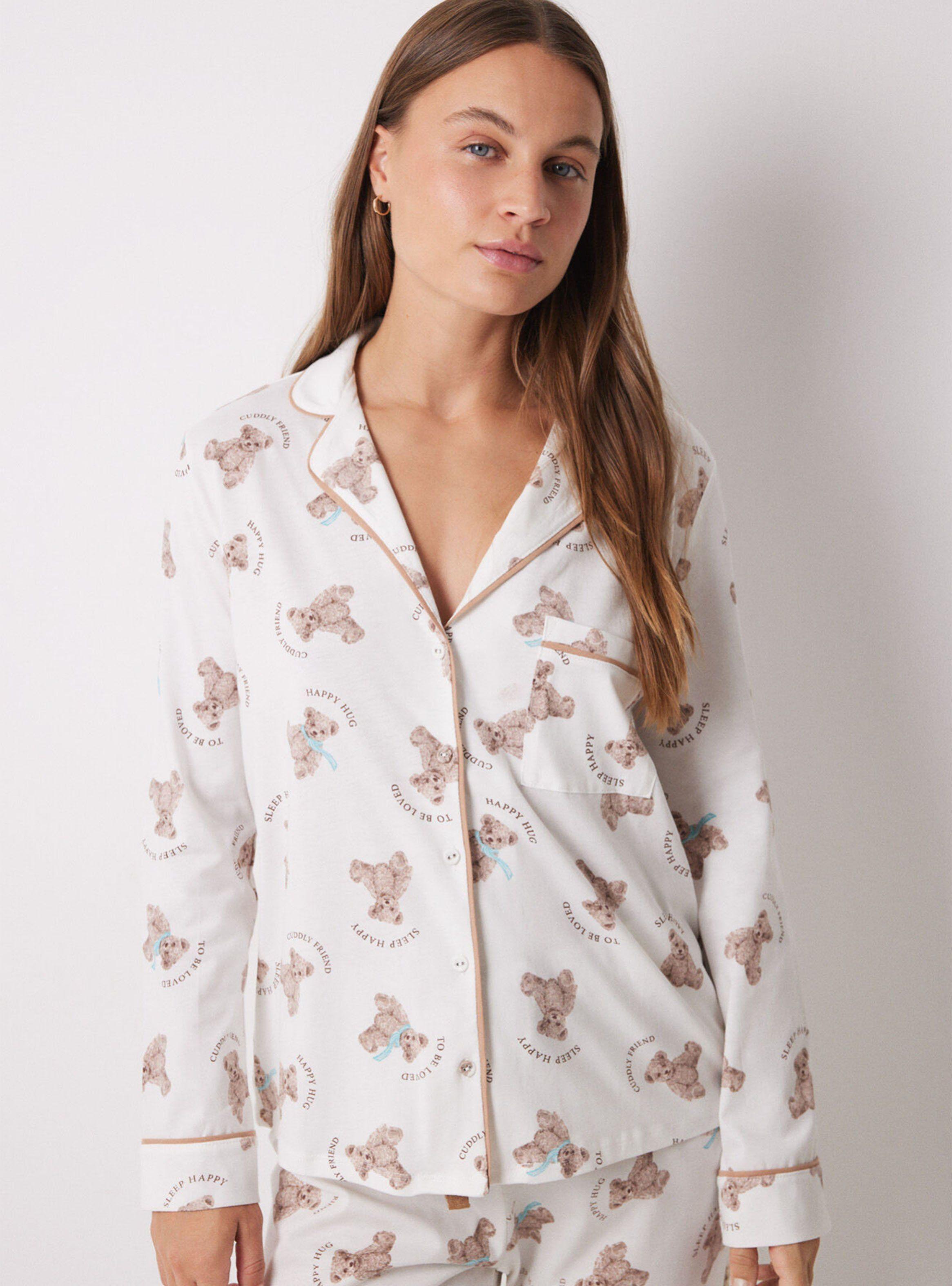 Pijama Largo Camisero Algodón Ositos-2