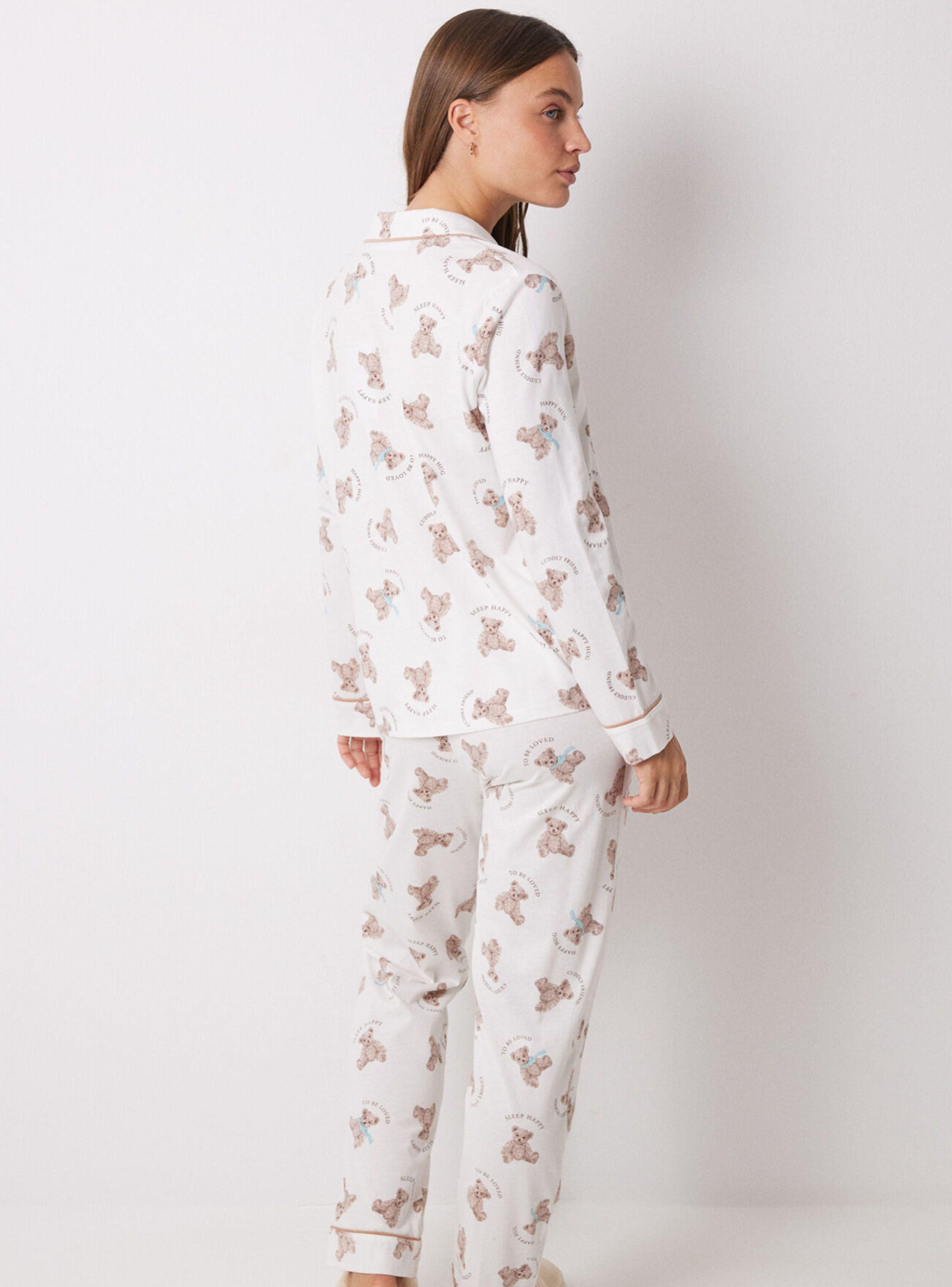 Pijama Largo Camisero Algodón Ositos-1