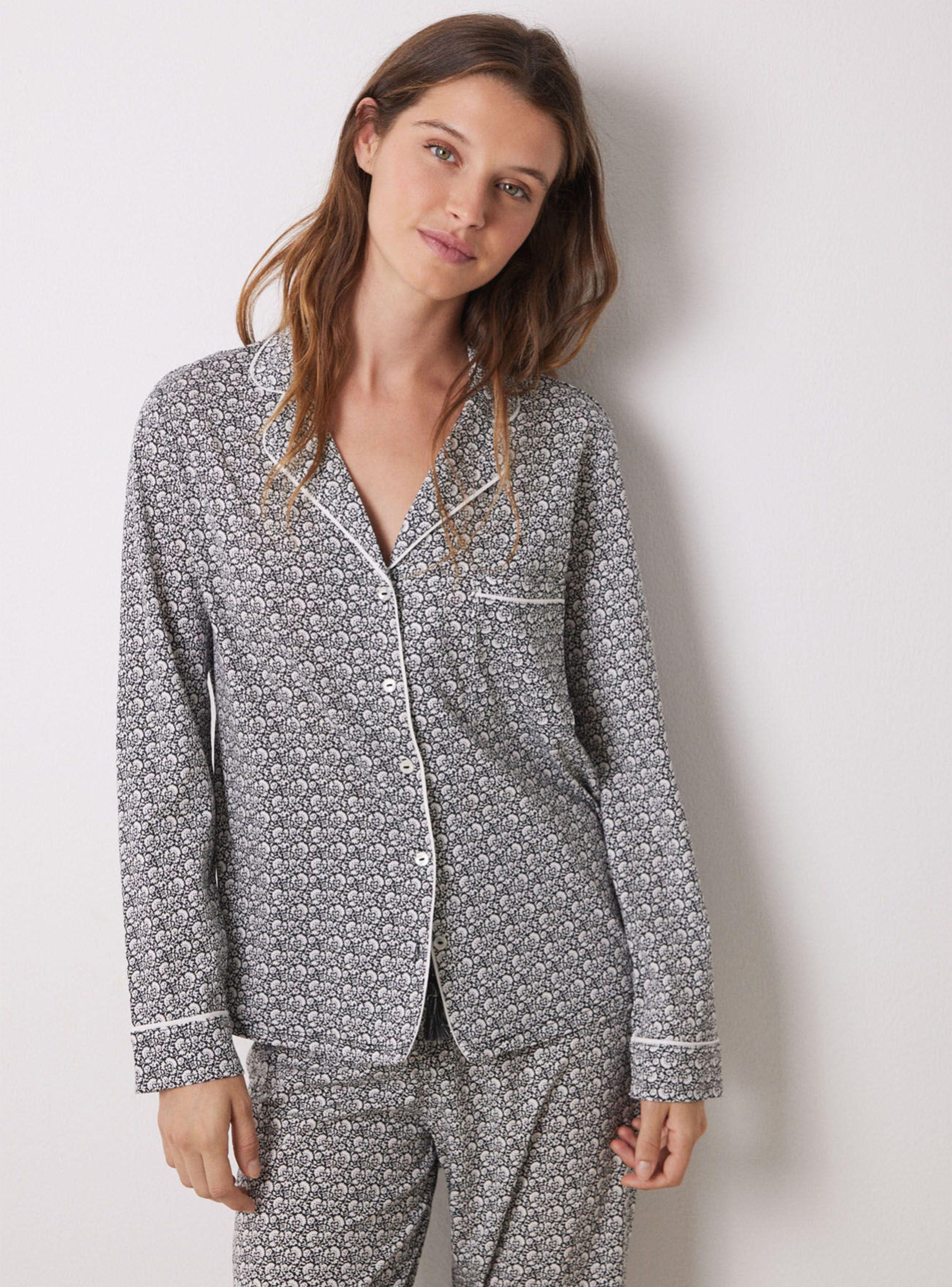 Pijama Camisero Algodón Flores-2