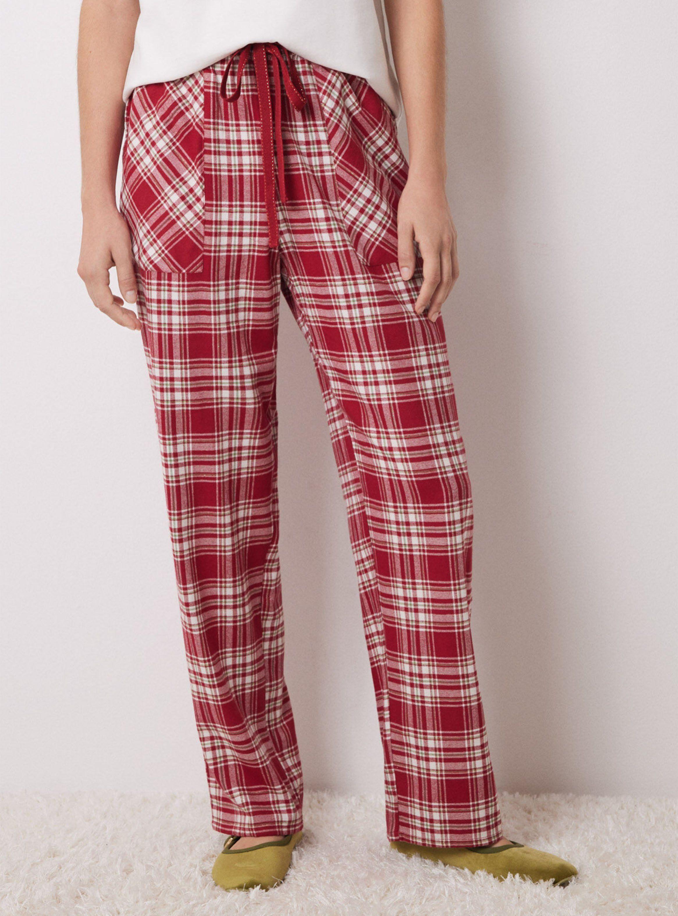 Pantalón Pijama Cuadros Algodón Rojo-0