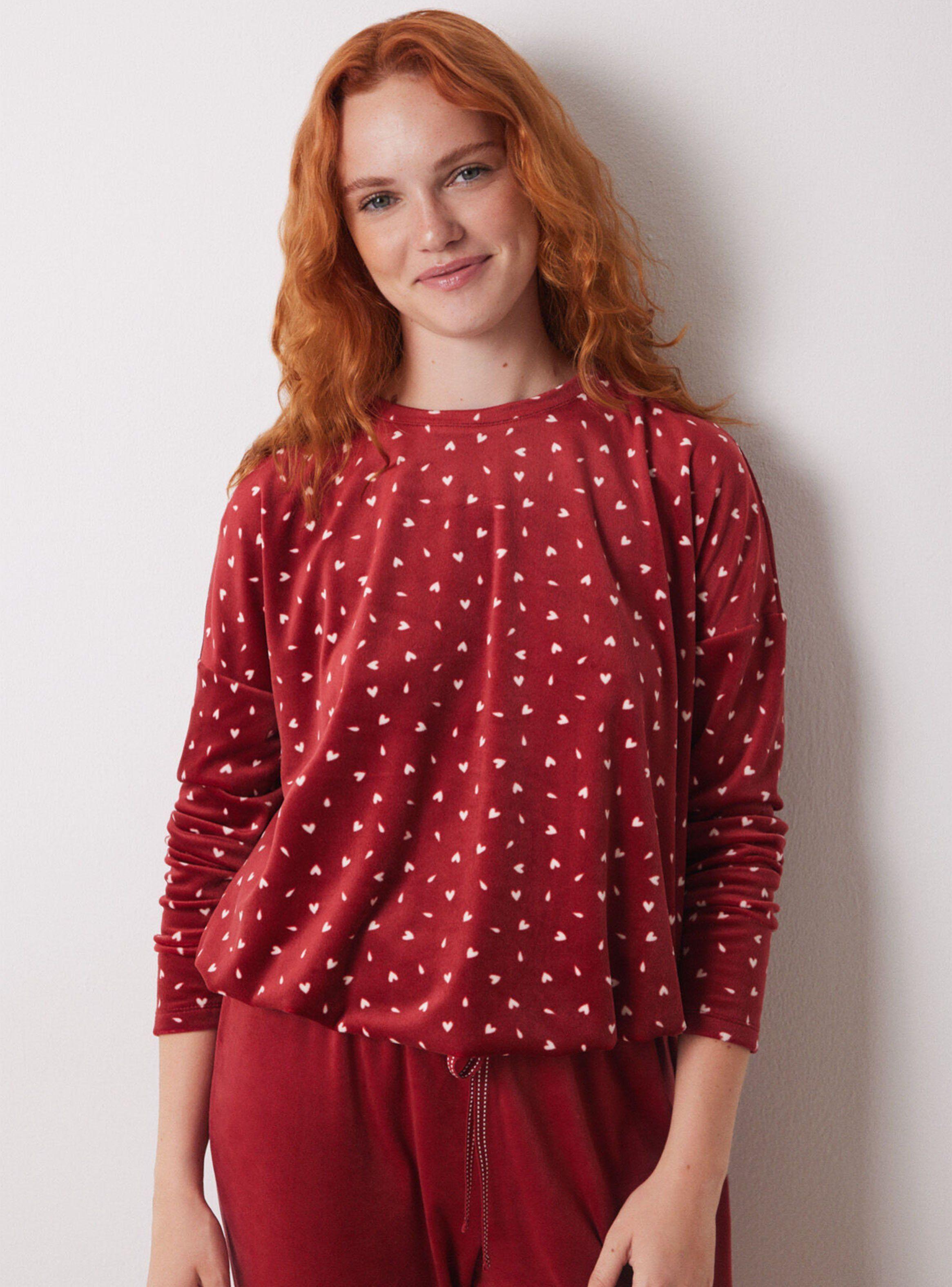 Pijama Largo Terciopelo Suave Rojo-2