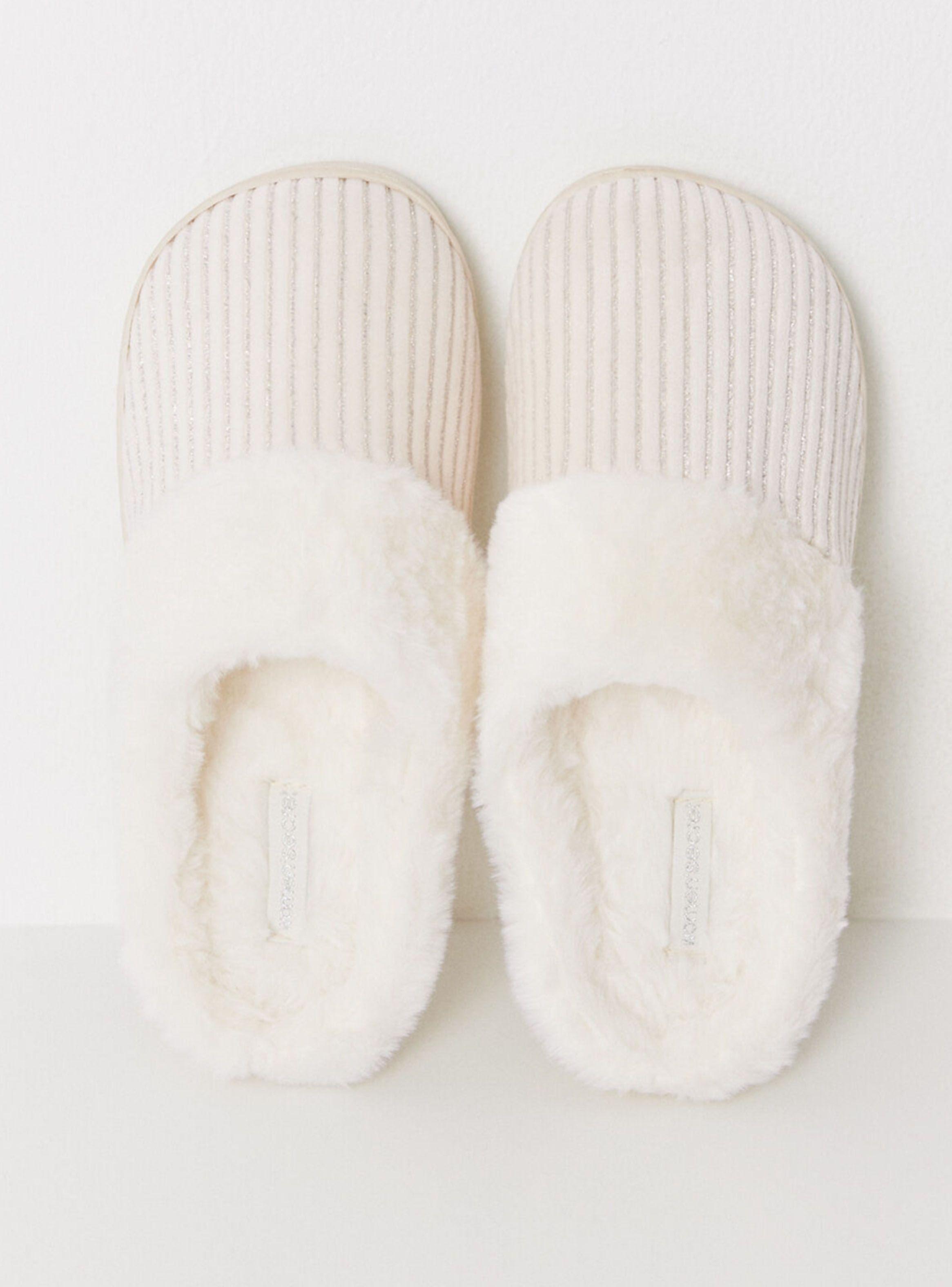 Pantuflas Pelo Blanco Lurex-3