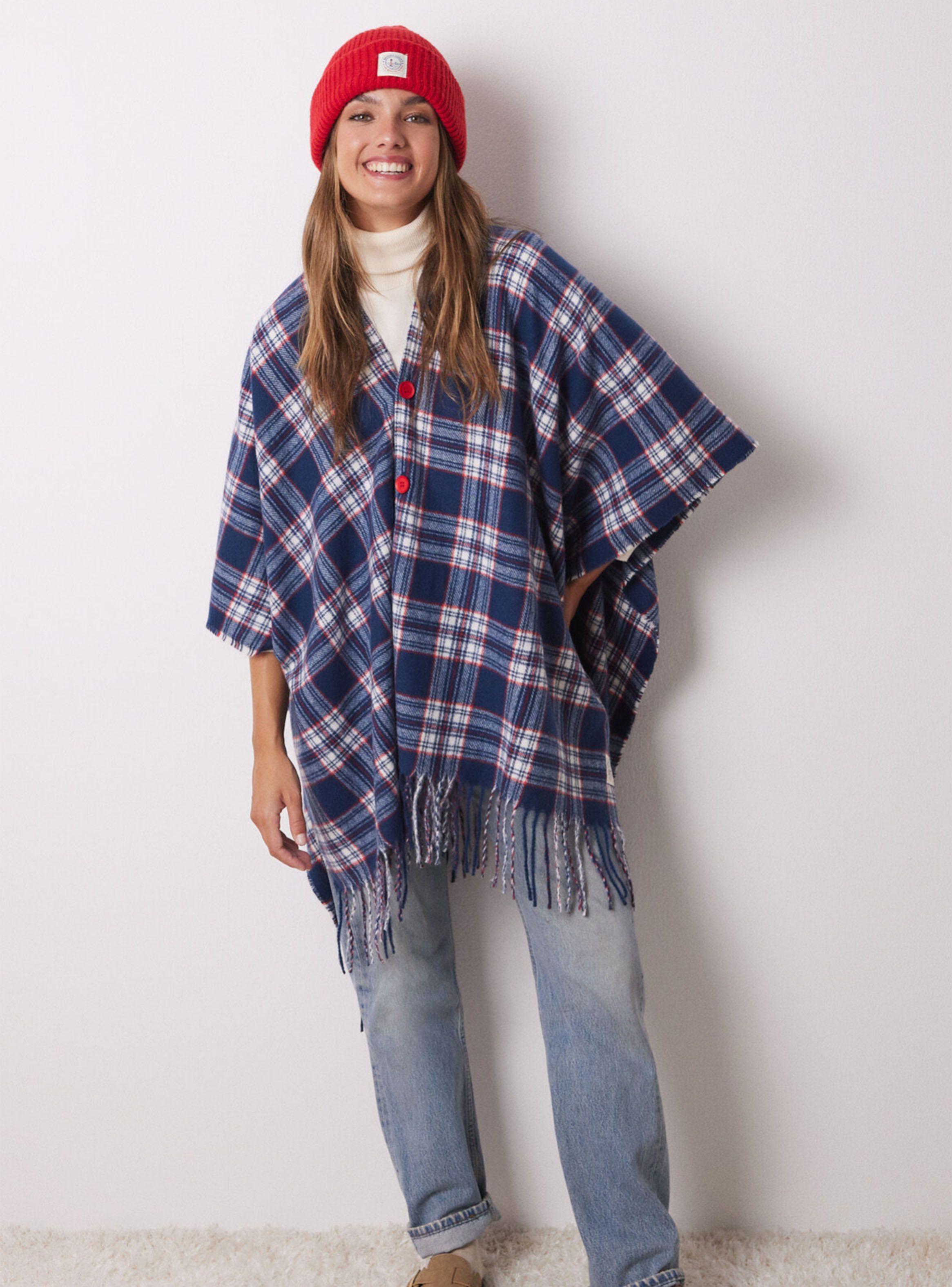Poncho Cuadros Efecto Lana Cashmere-3