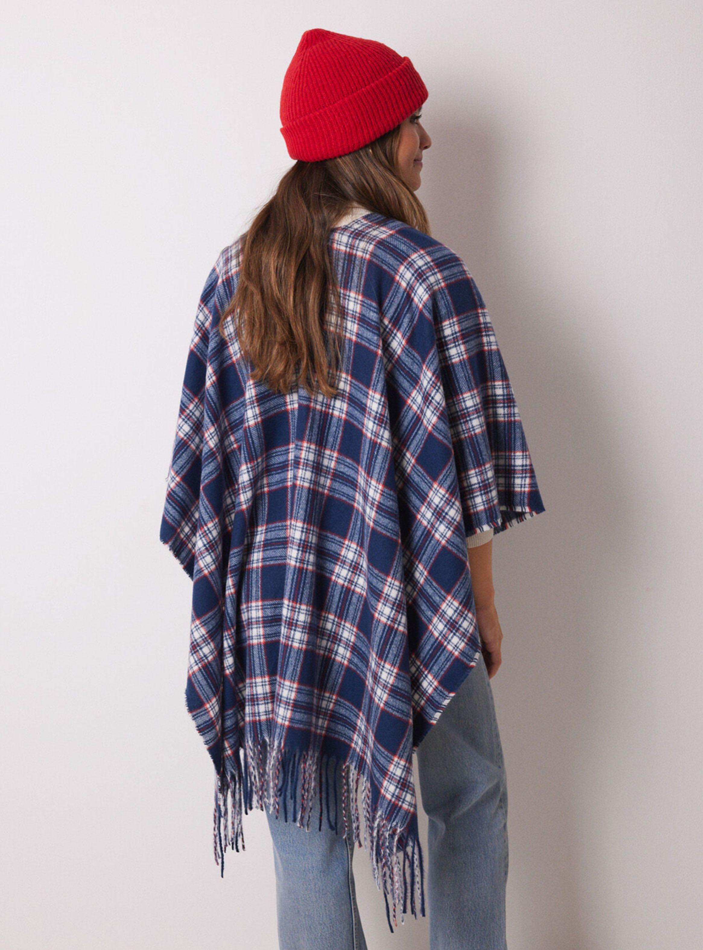 Poncho Cuadros Efecto Lana Cashmere-1