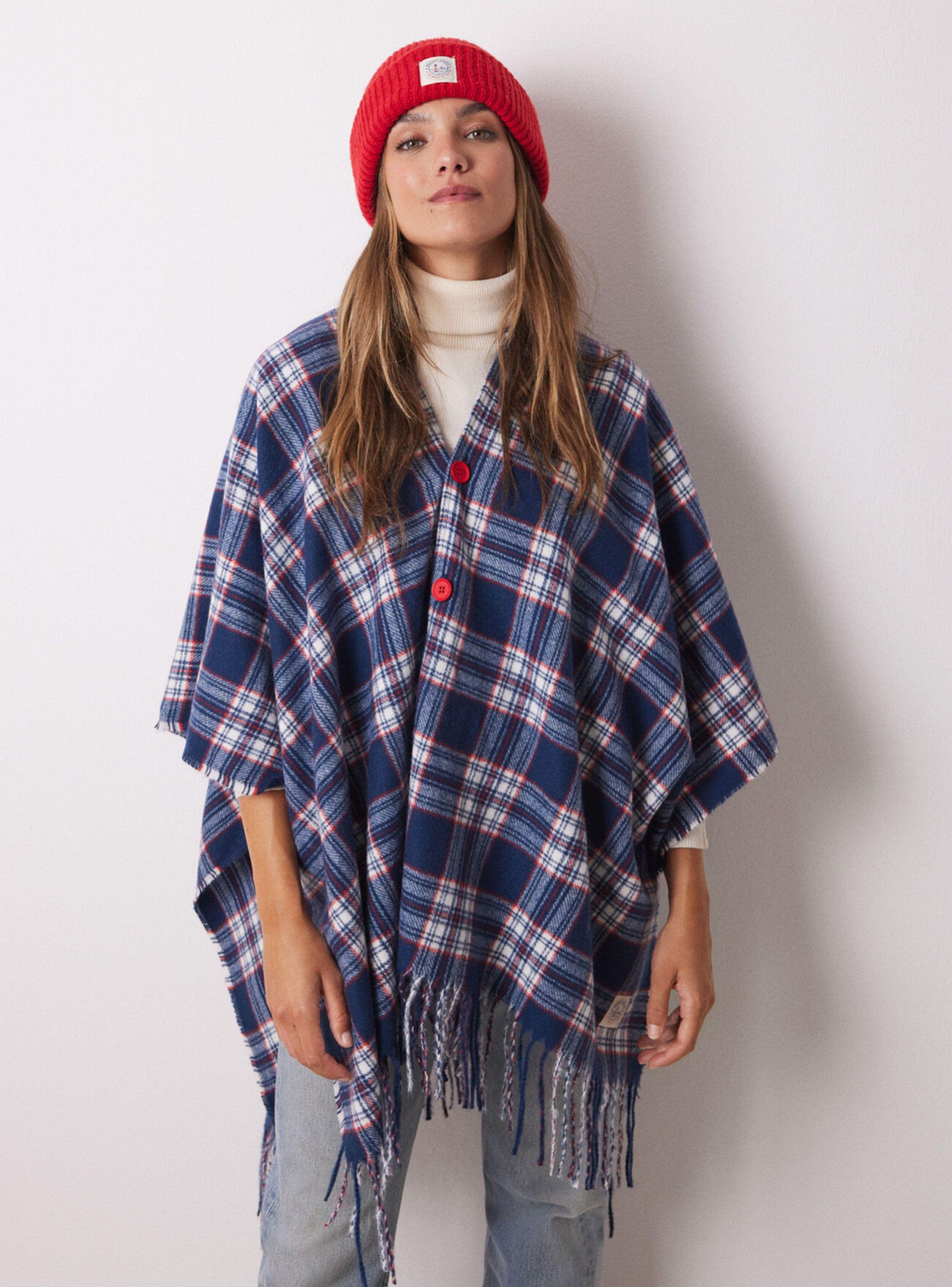 Poncho Cuadros Efecto Lana Cashmere-0