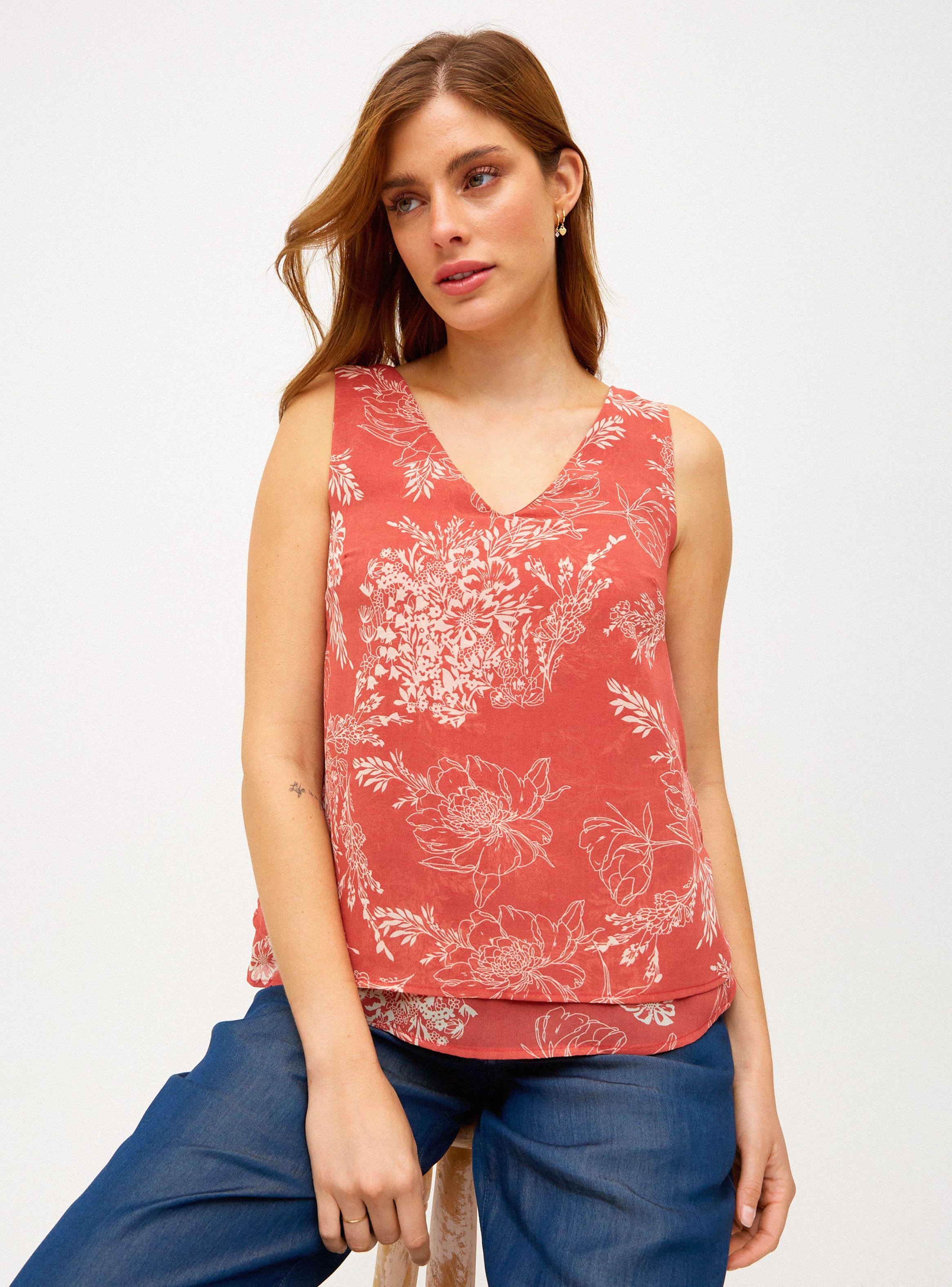 Blusa Estampada Doble Capa-0