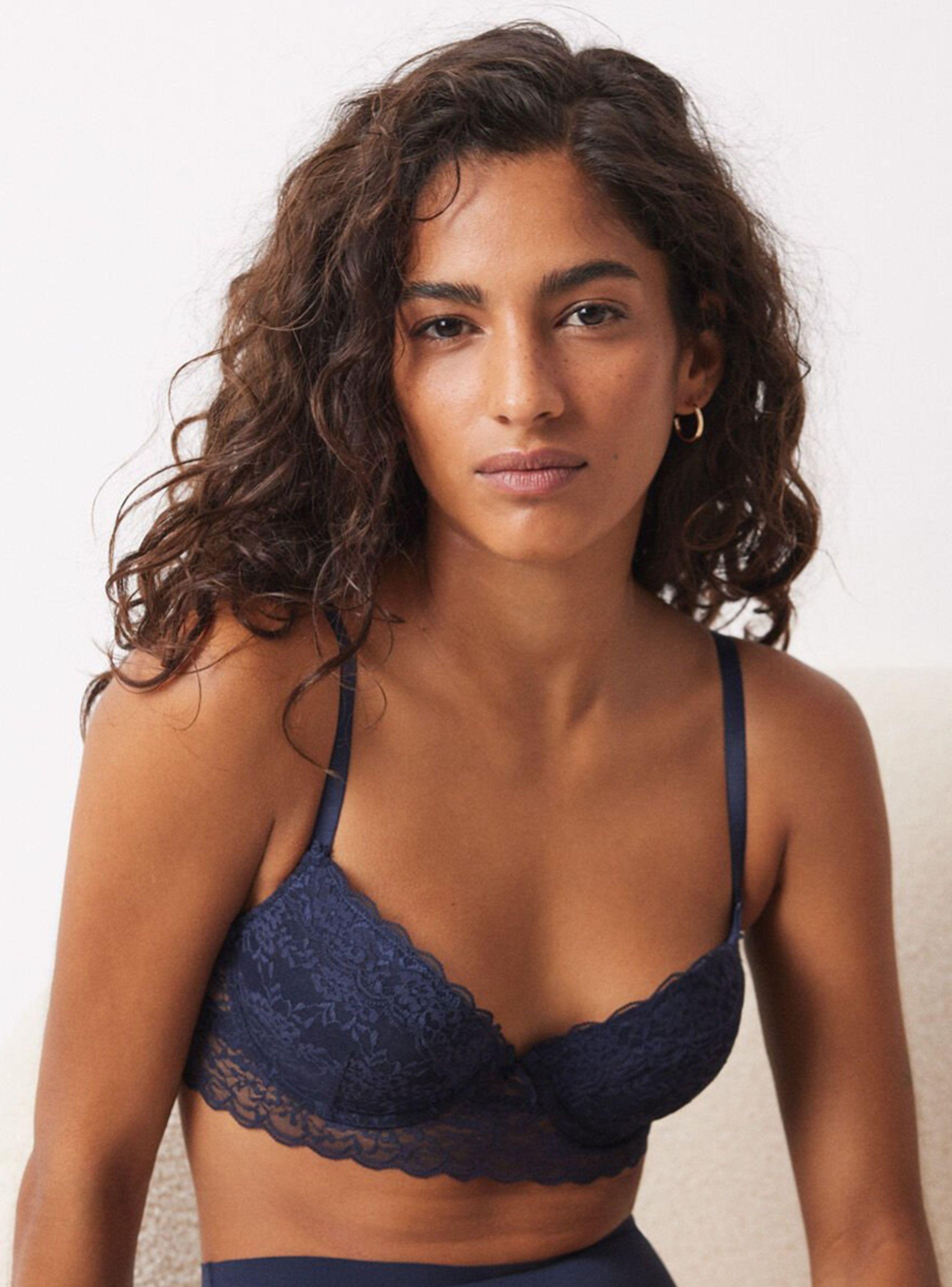 Sostén Clásico Beautiful Relleno Encaje Navy-2