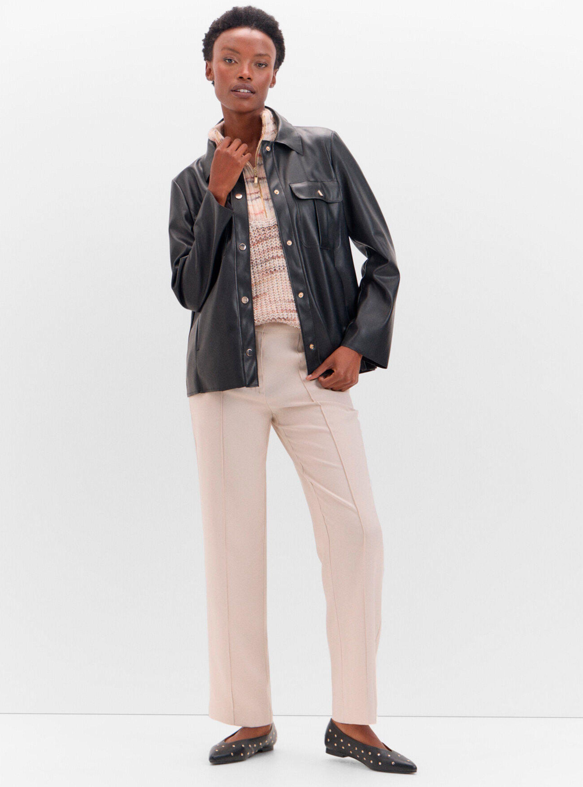 Chaqueta Efecto Piel Botones-3