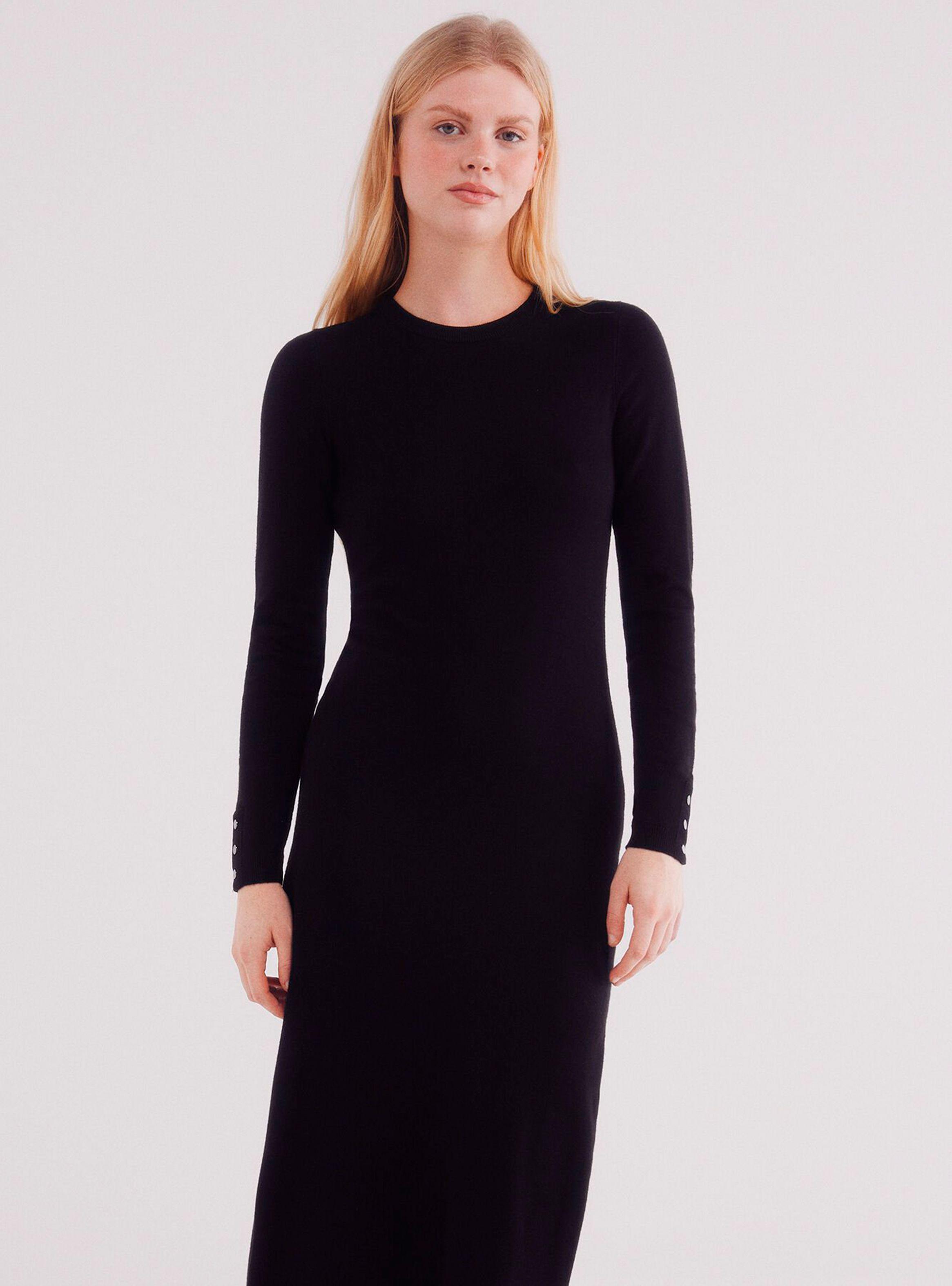 Vestido Punto Midi Botones Puños-2