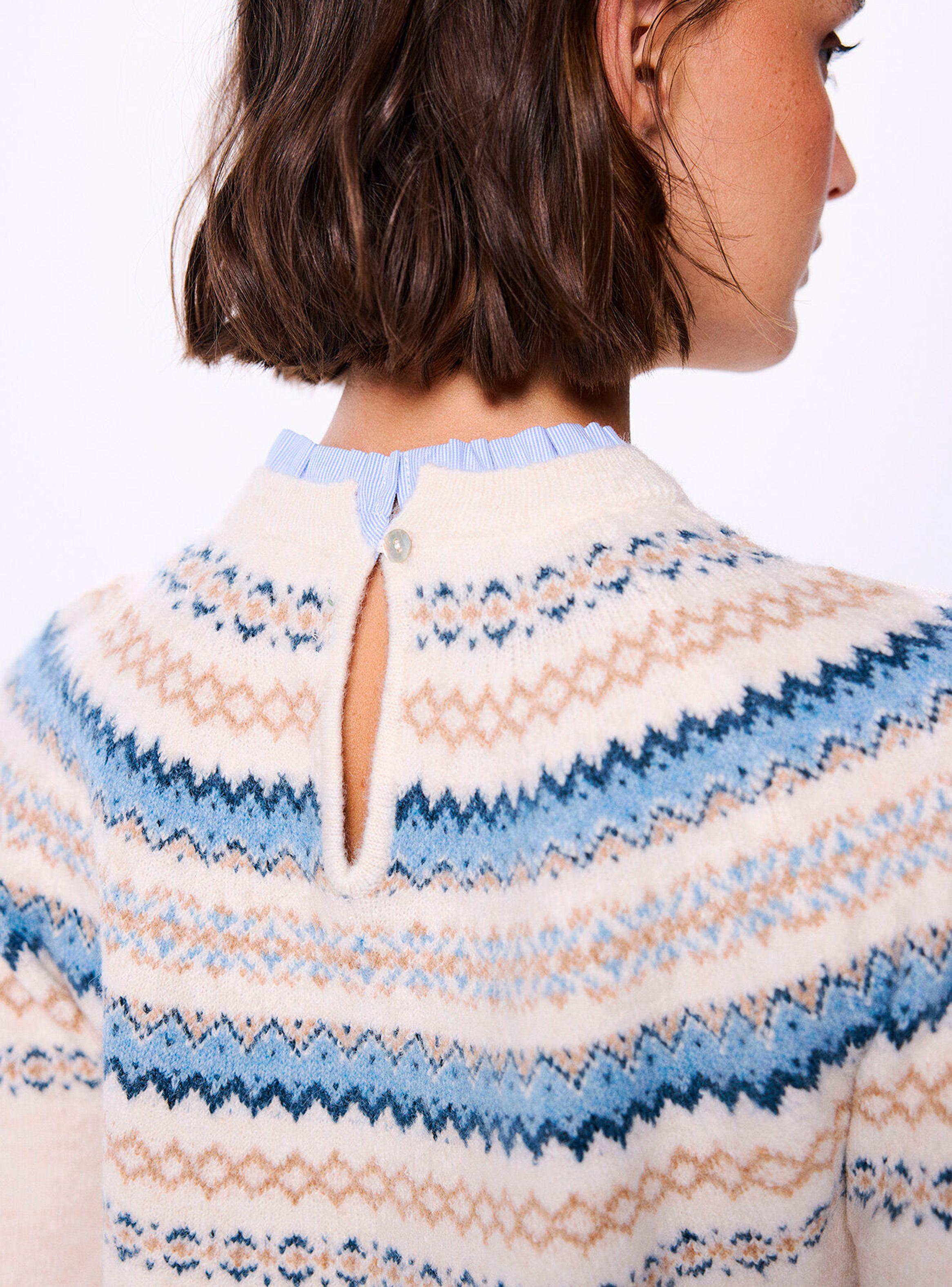 Sweater Jacquard Cenefas Cuello Combinado-3
