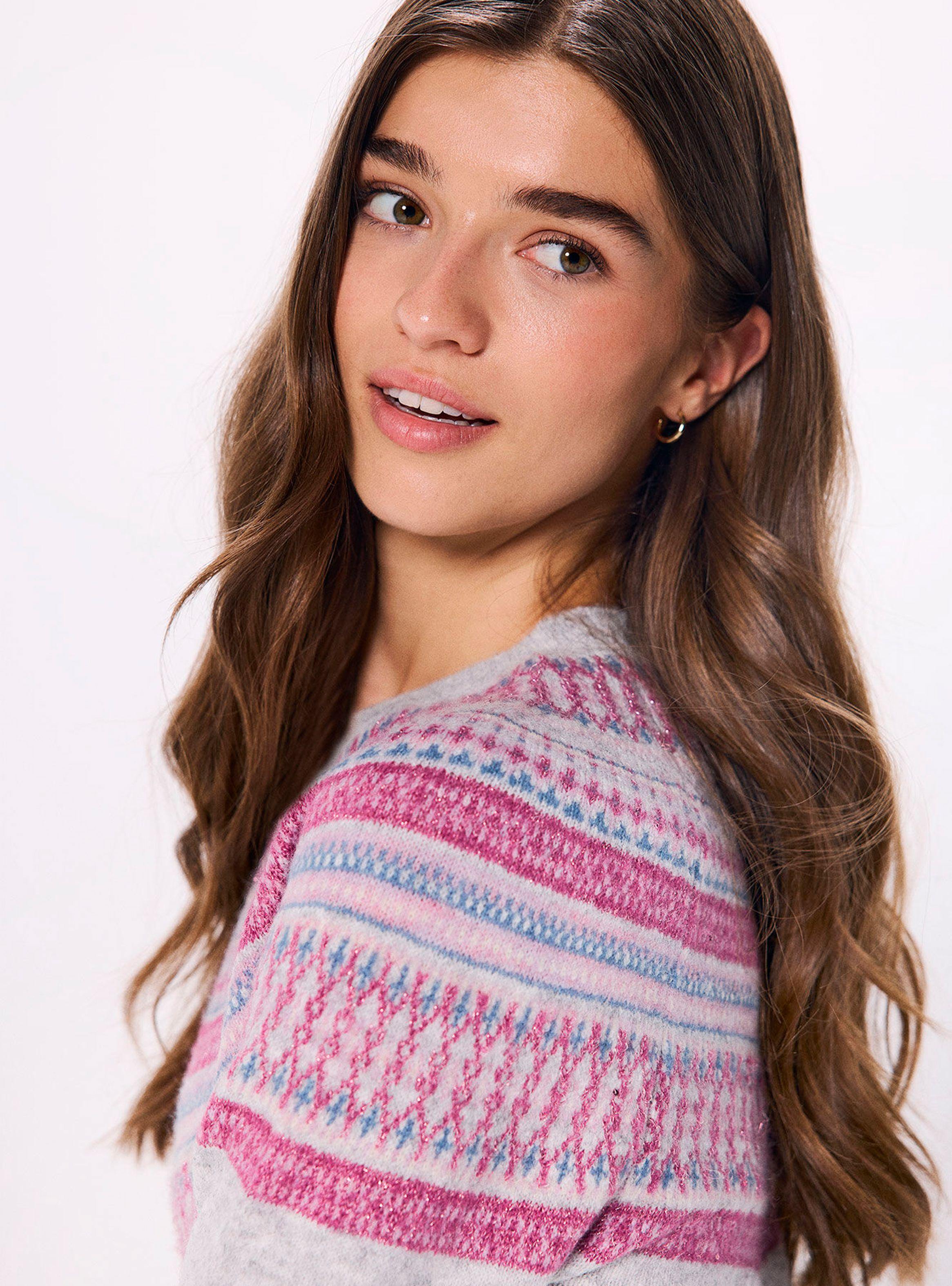 Sweater Cenefas Jacquard Violeta-3