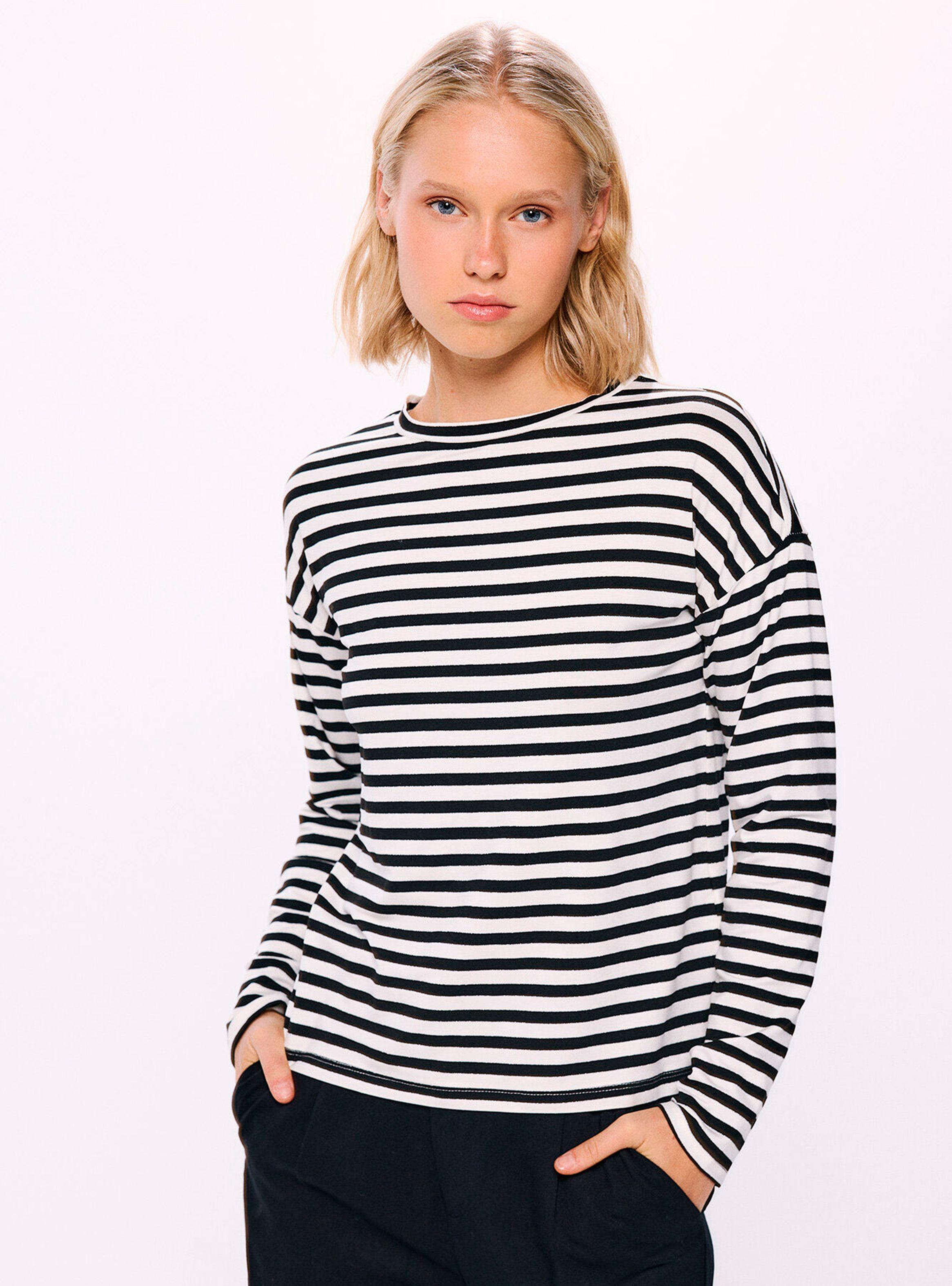 Polera Rayas Cuello Redondo Manga Larga-0