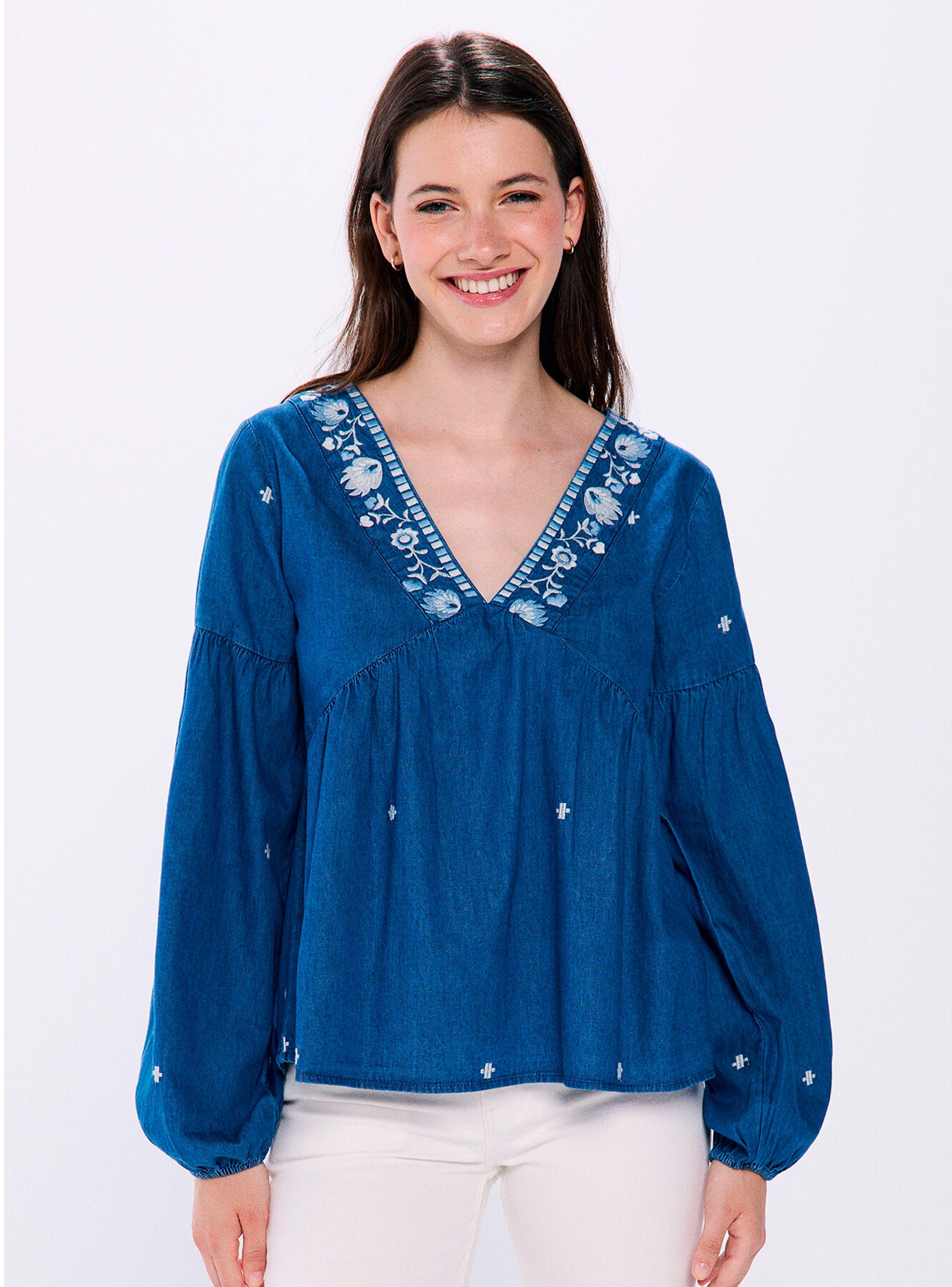 Blusa Denim Bordados-0