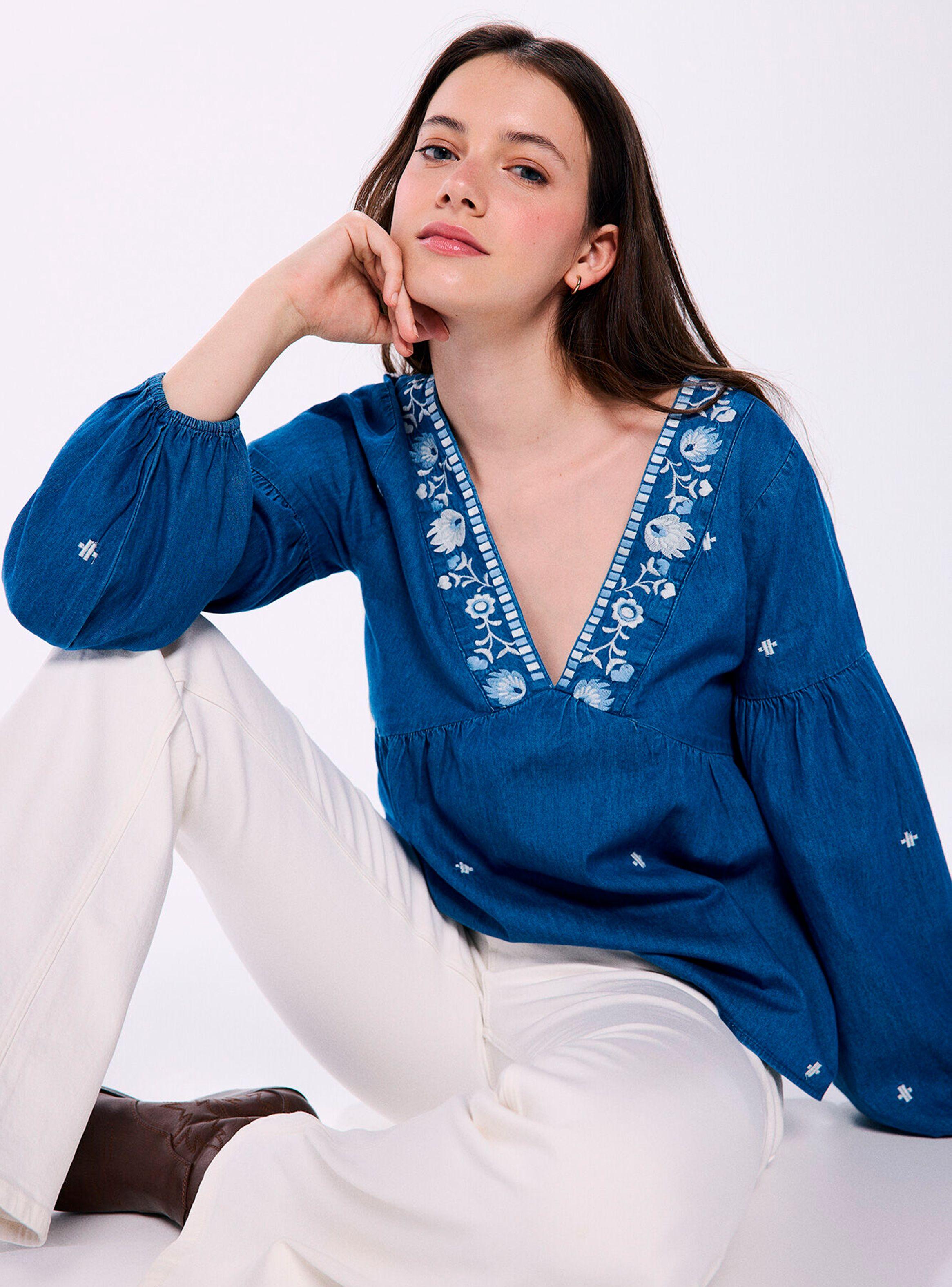 Blusa Denim Bordados-3