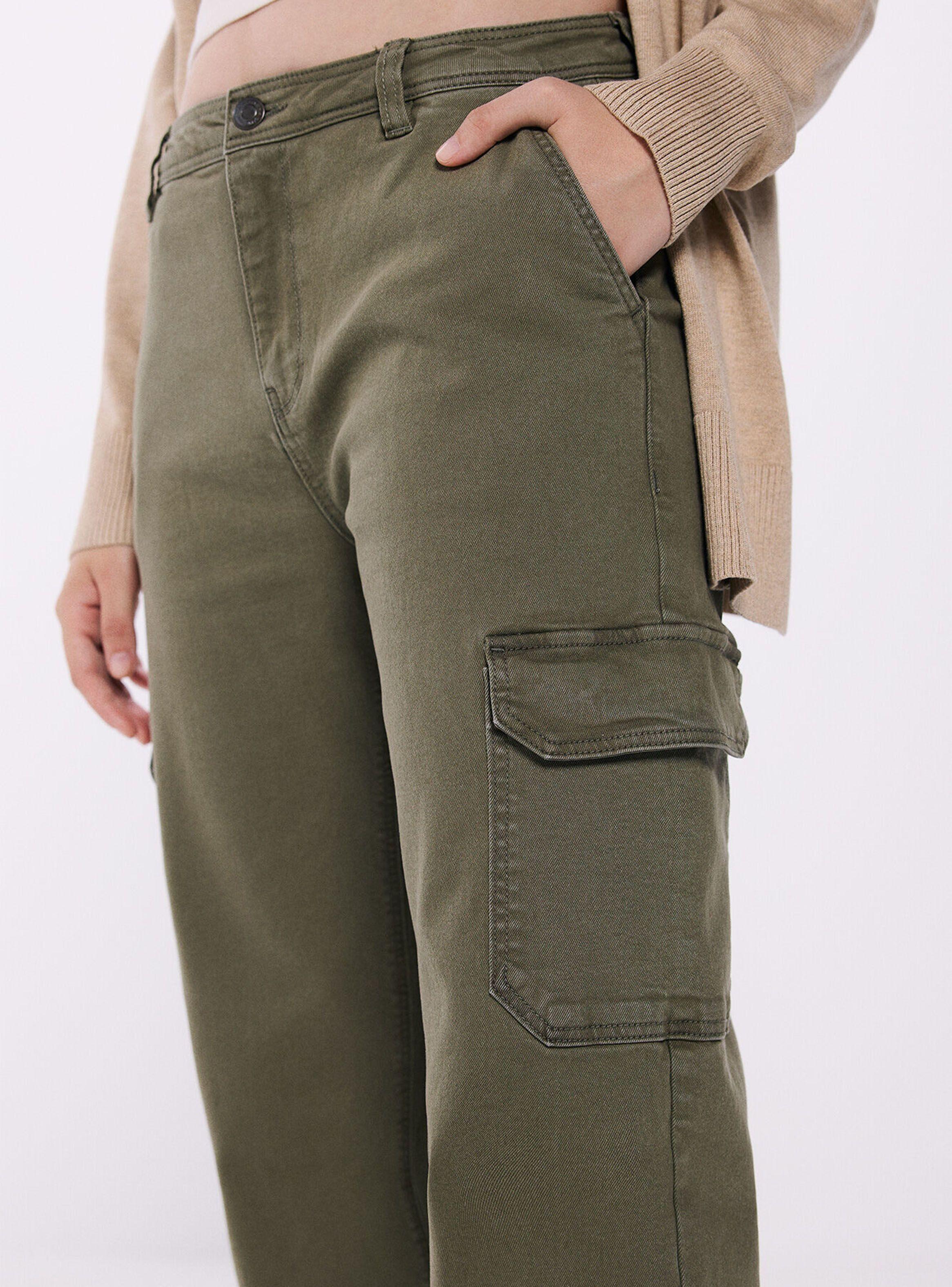 Pantalón Cargo Tiro Medio Algodón-4