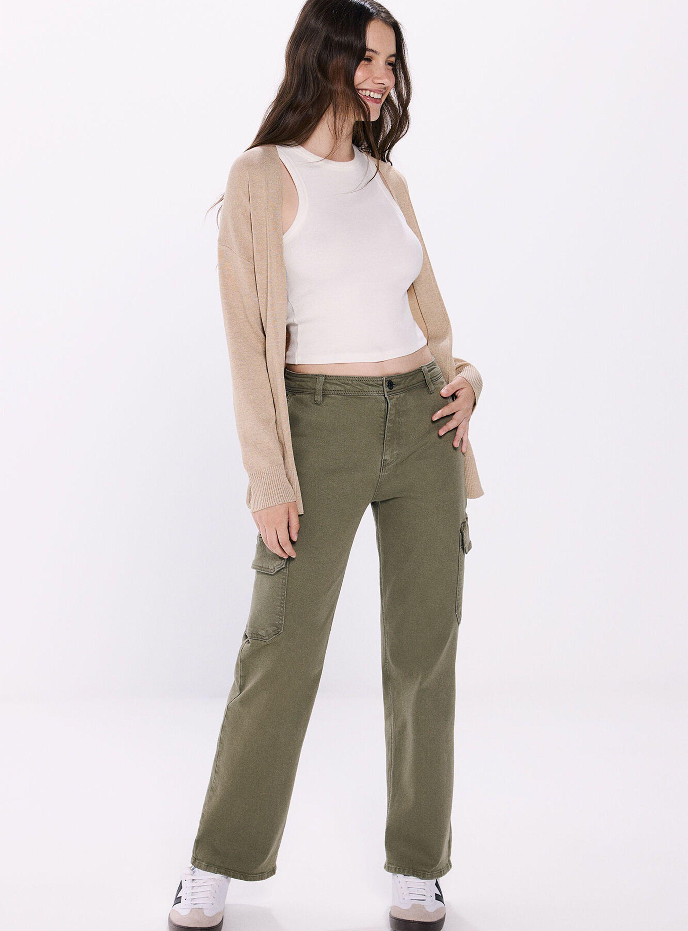 Pantalón Cargo Tiro Medio Algodón-5
