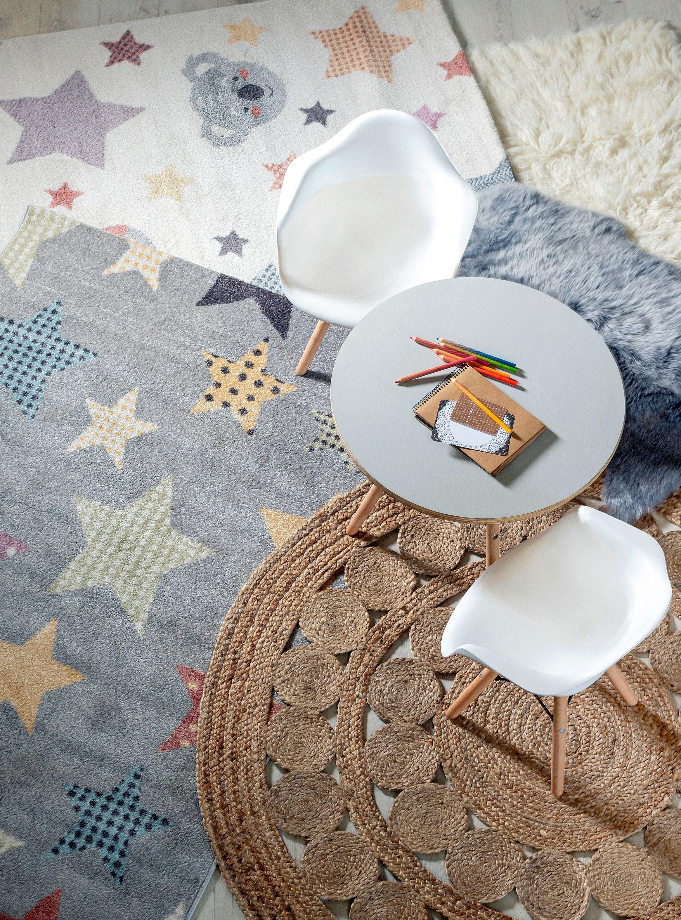 Alfombra Infantil Stars 116 x 170 cm Gris-3
