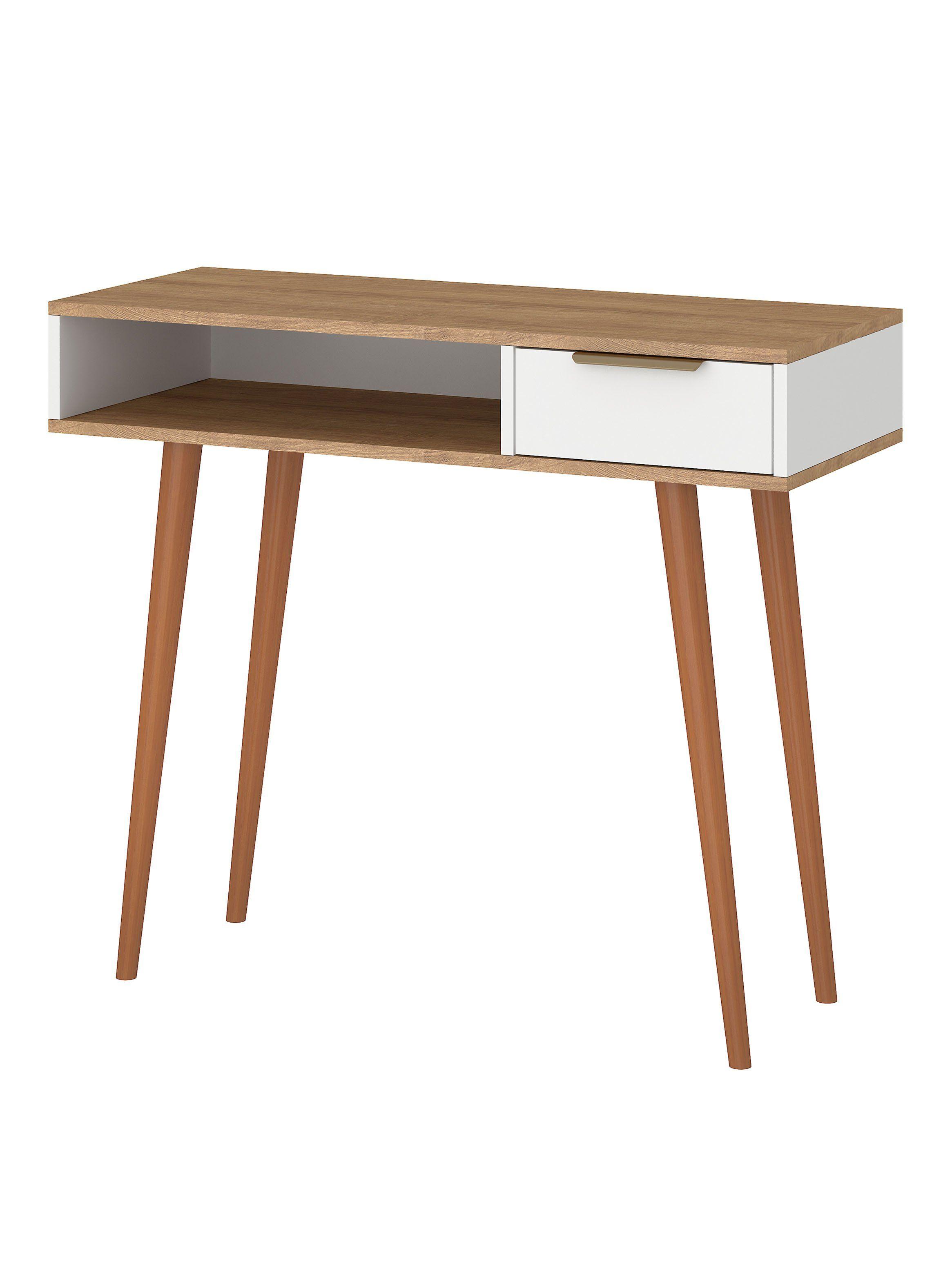 Escritorio 1 Cajón Miel Blanco-0