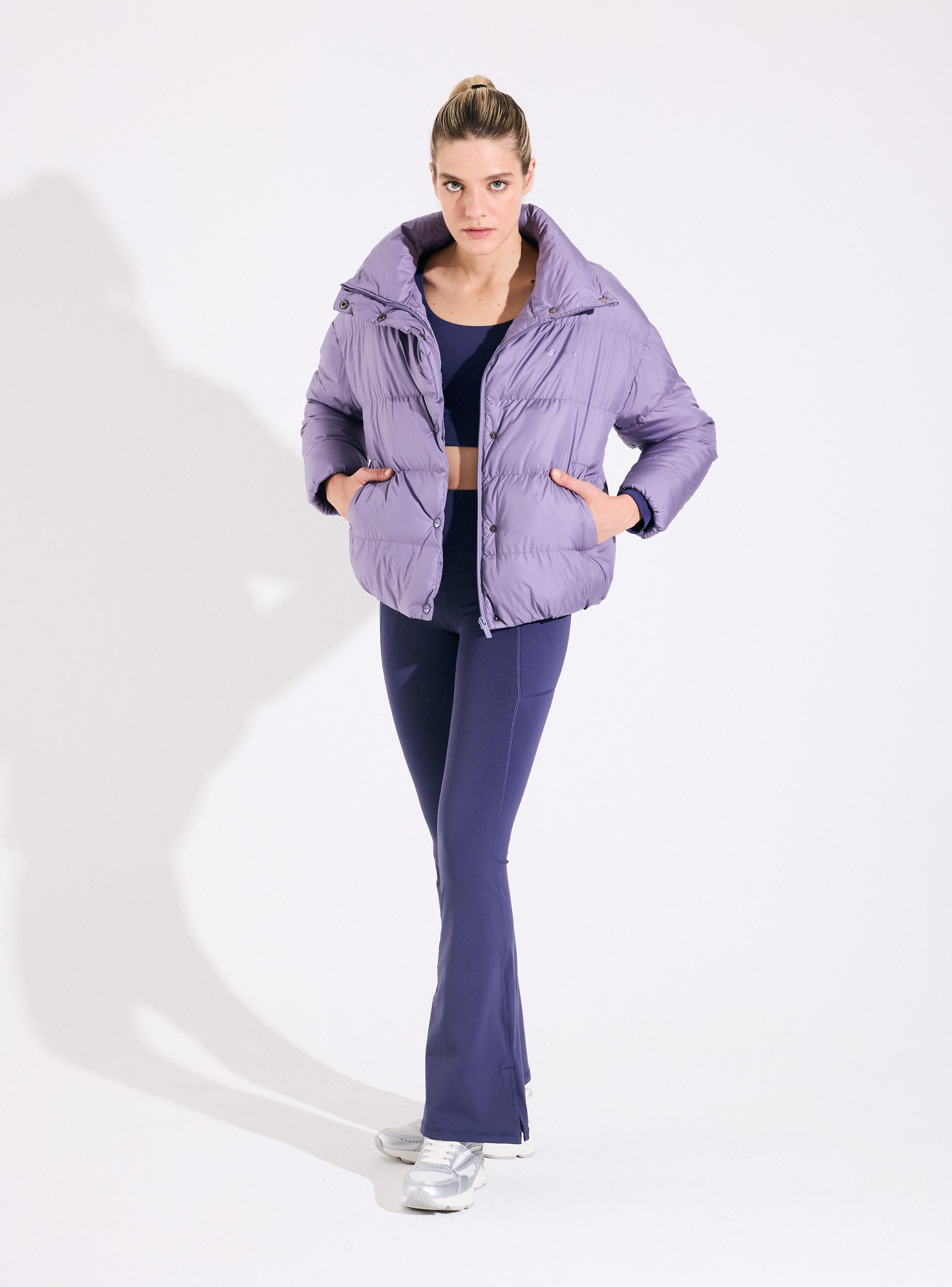 Parka Puffa con Botones Snap Cuello Alto-4