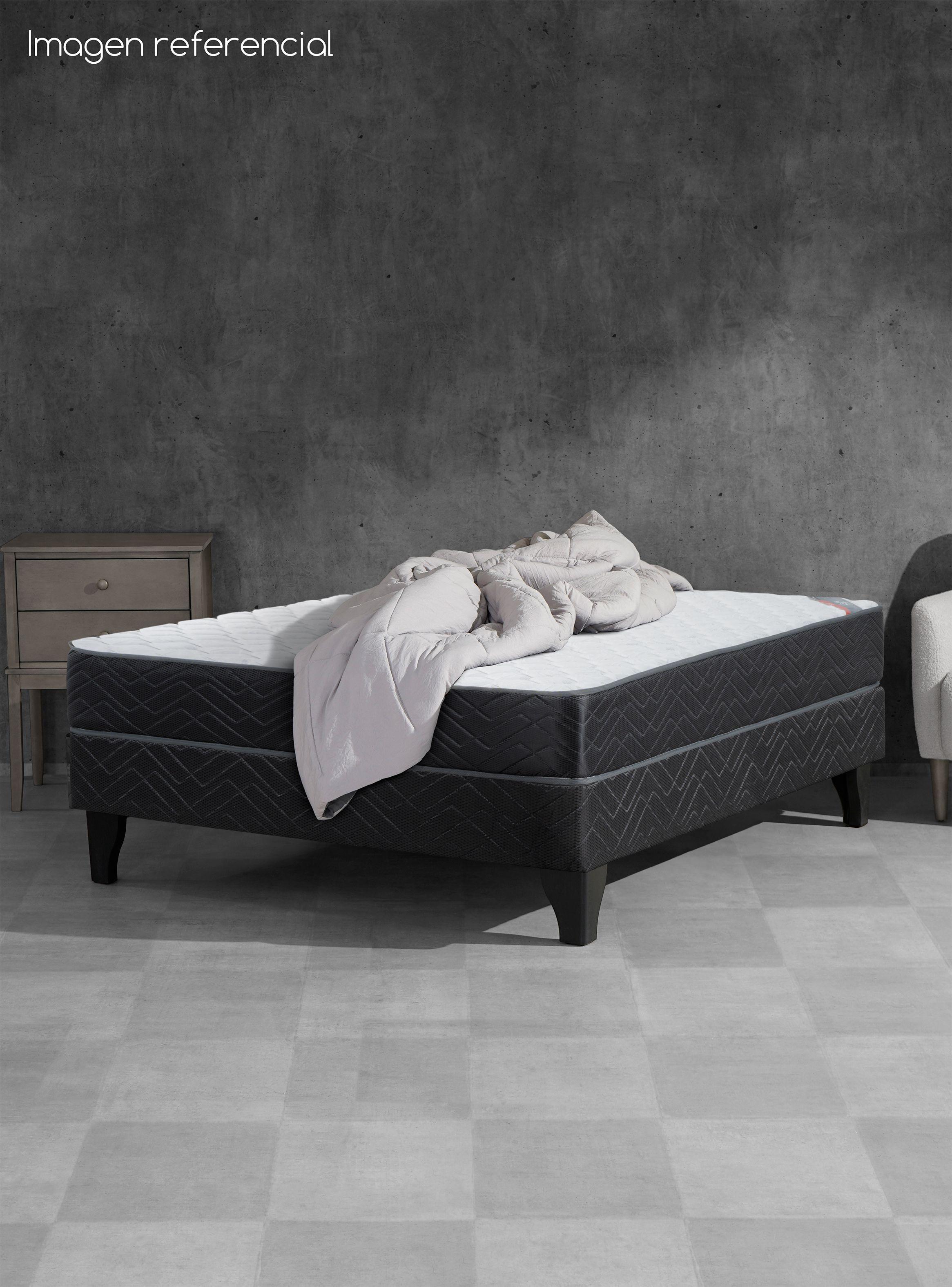 Cama Europea Active 2 Plazas x190 cm + Respaldo Nuit + Velador Granada Grey-3