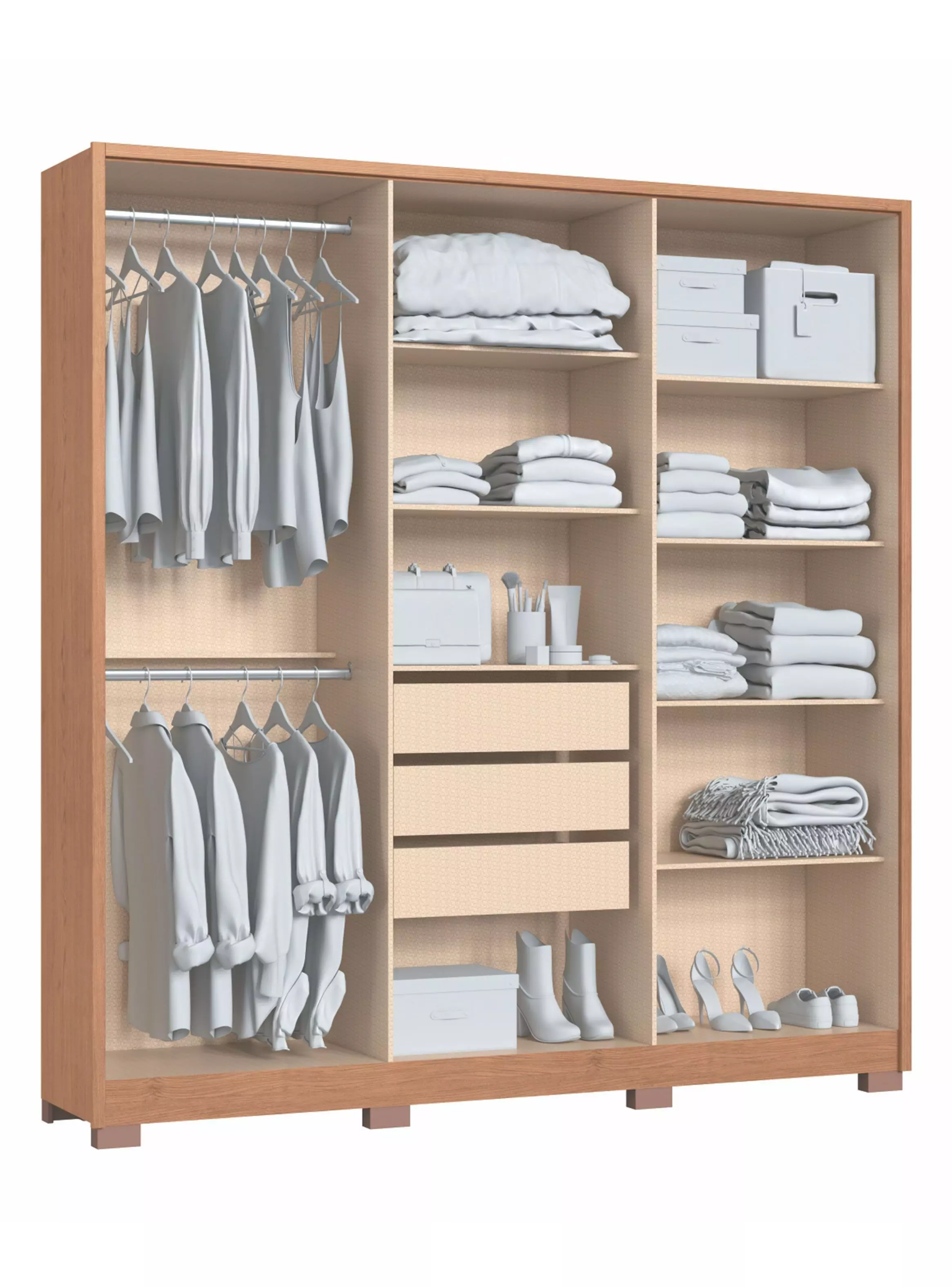Clóset Safira 6 Puertas 3 Cajones Beige-2