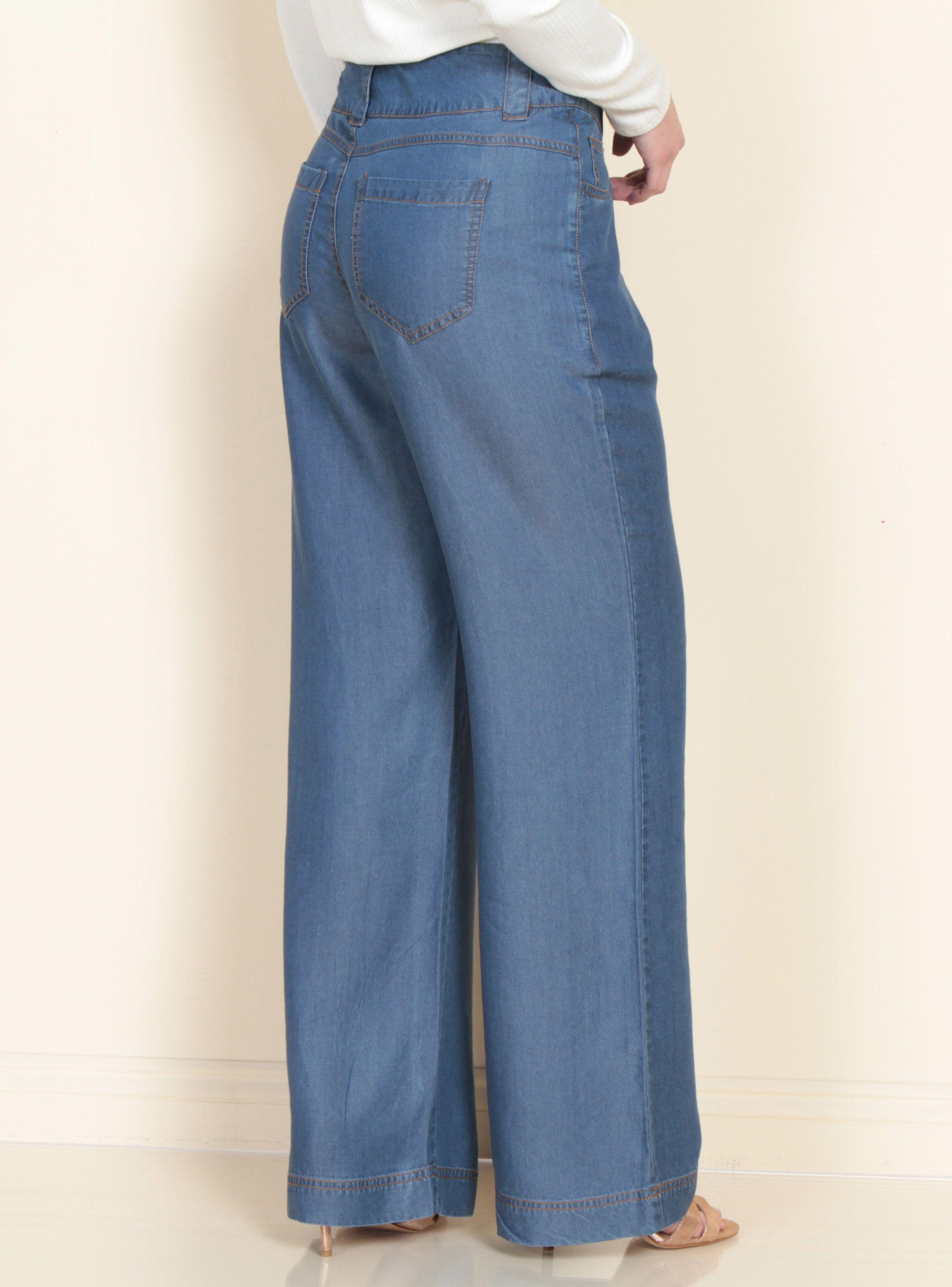 Pantalón Recto Tiro Alto Tencel Pretina 2 Botones-1