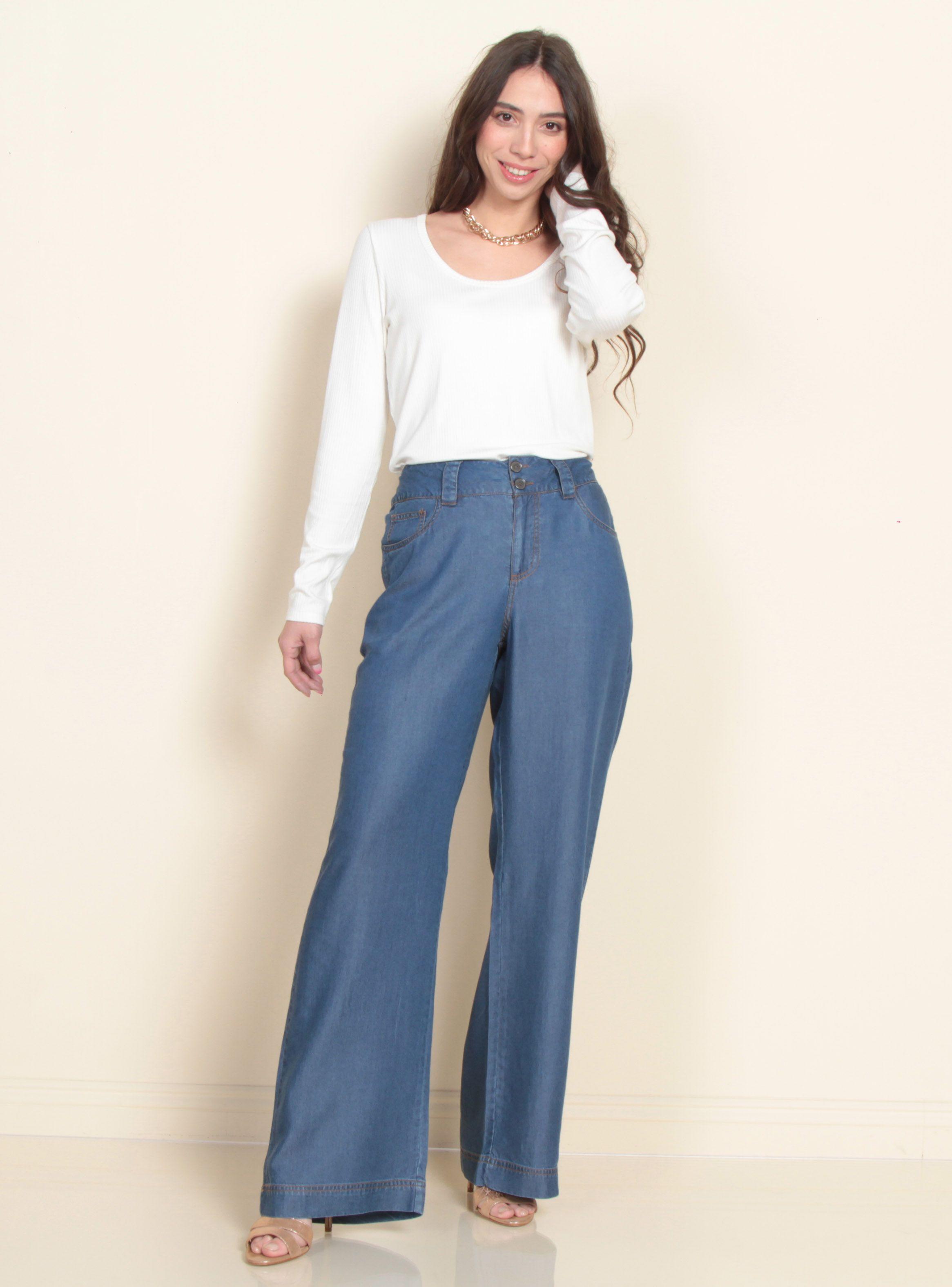 Pantalón Recto Tiro Alto Tencel Pretina 2 Botones-3