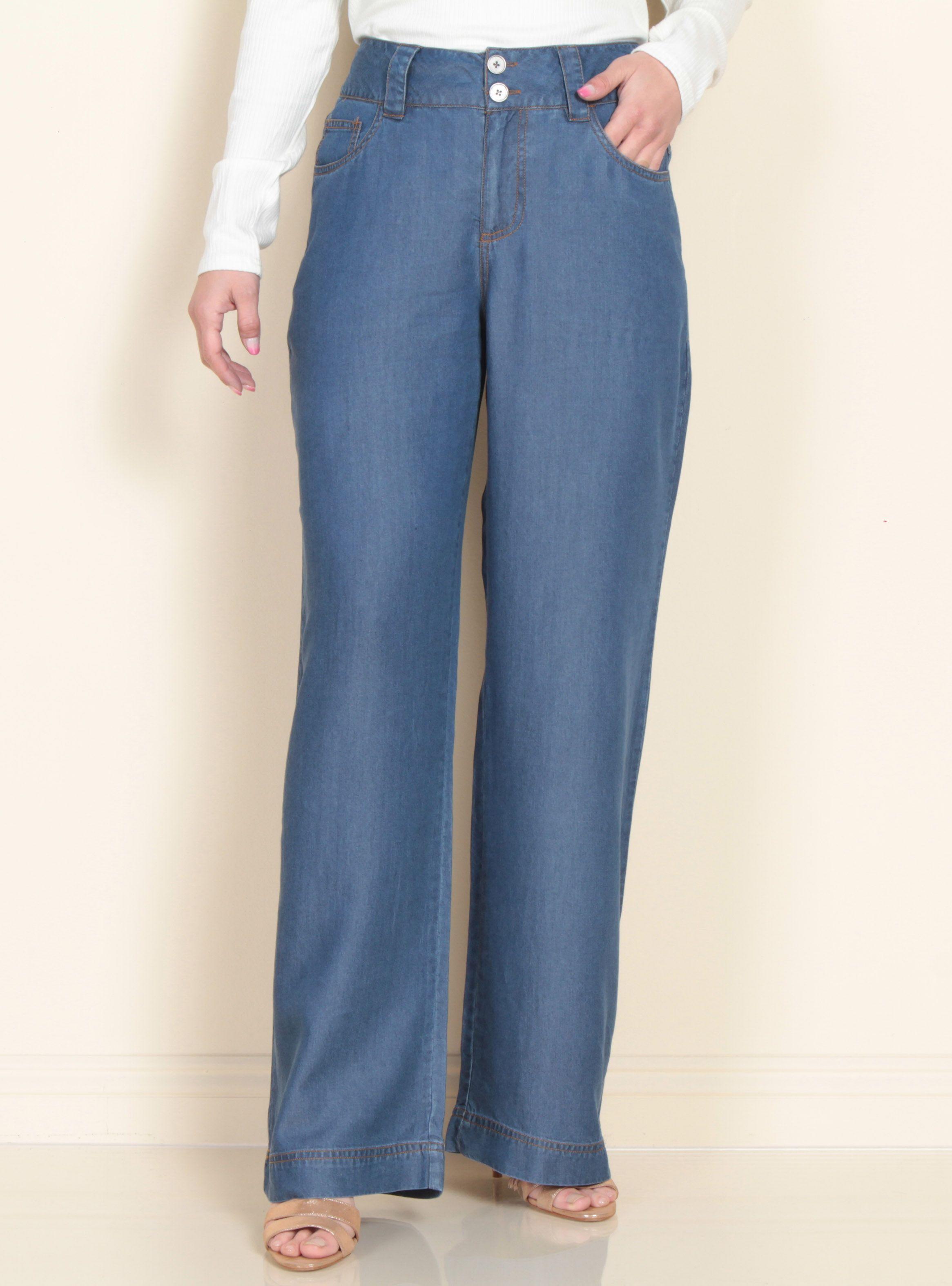 Pantalón Recto Tiro Alto Tencel Pretina 2 Botones-0