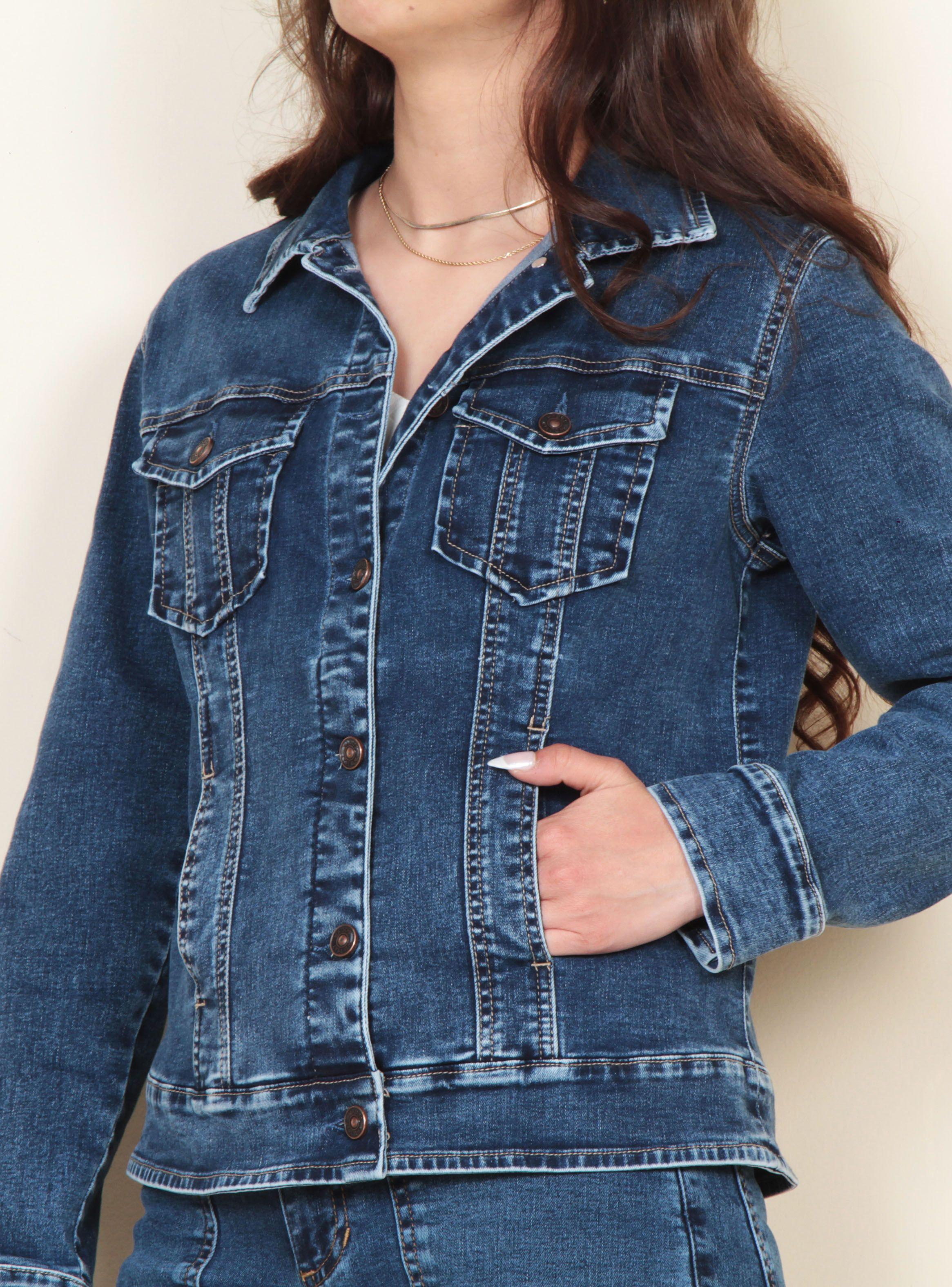 Chaqueta Denim Cuello Camisero Manga Larga-2