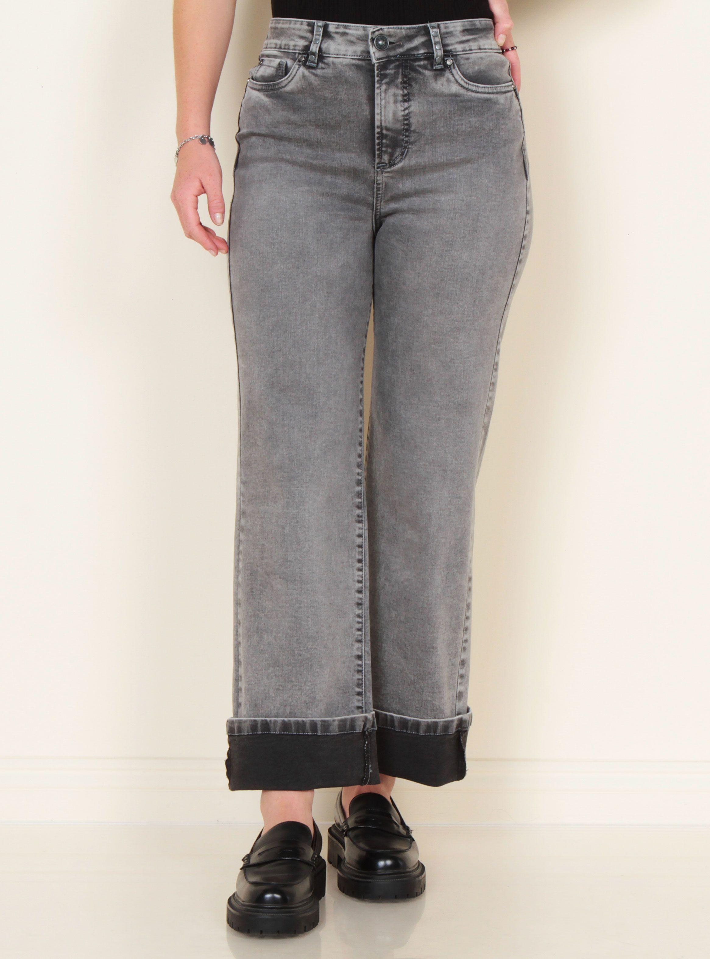 Jeans Recto Tiro Alto Pretina Basta Roll Up-0